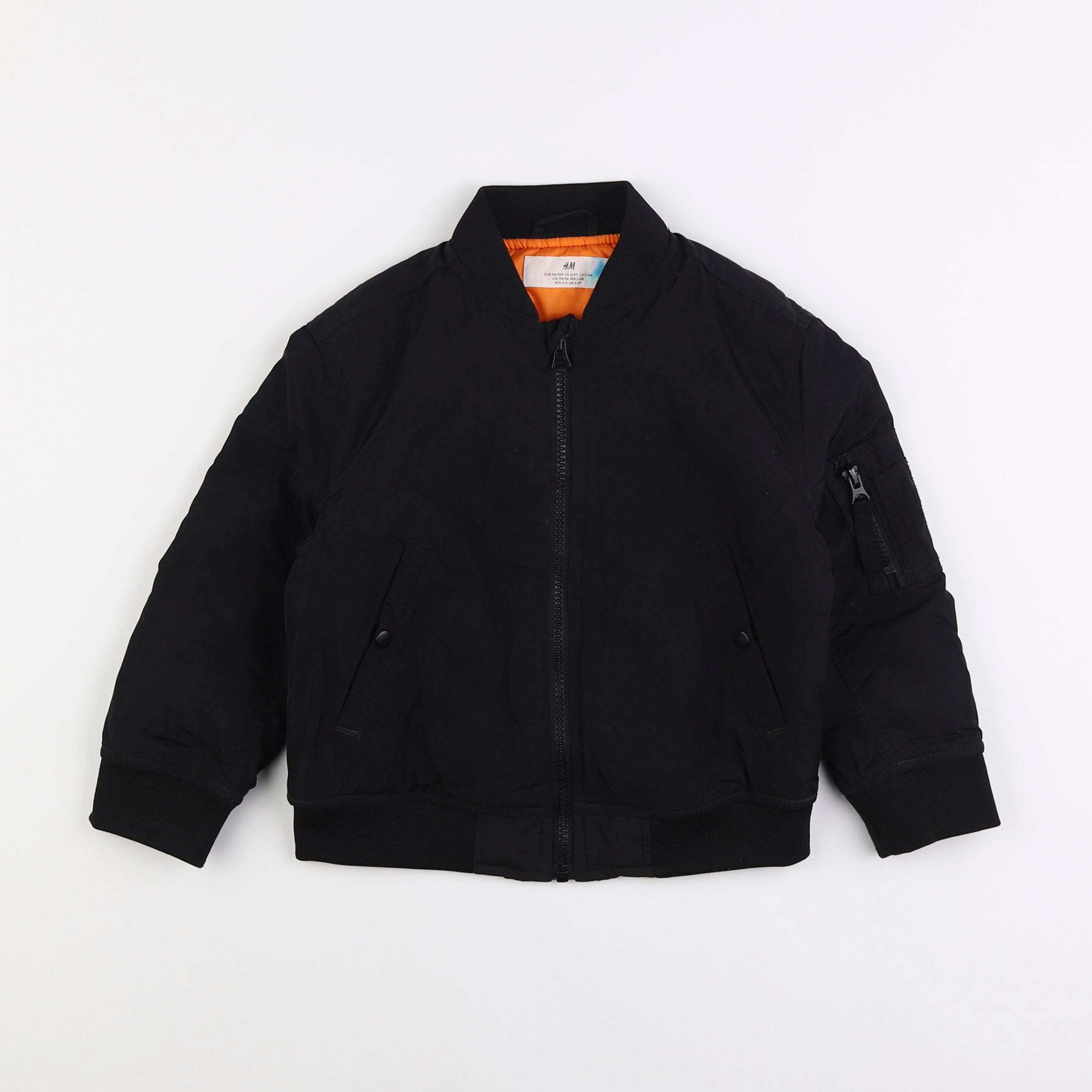 H&M - veste doublé noir - 3/4 ans