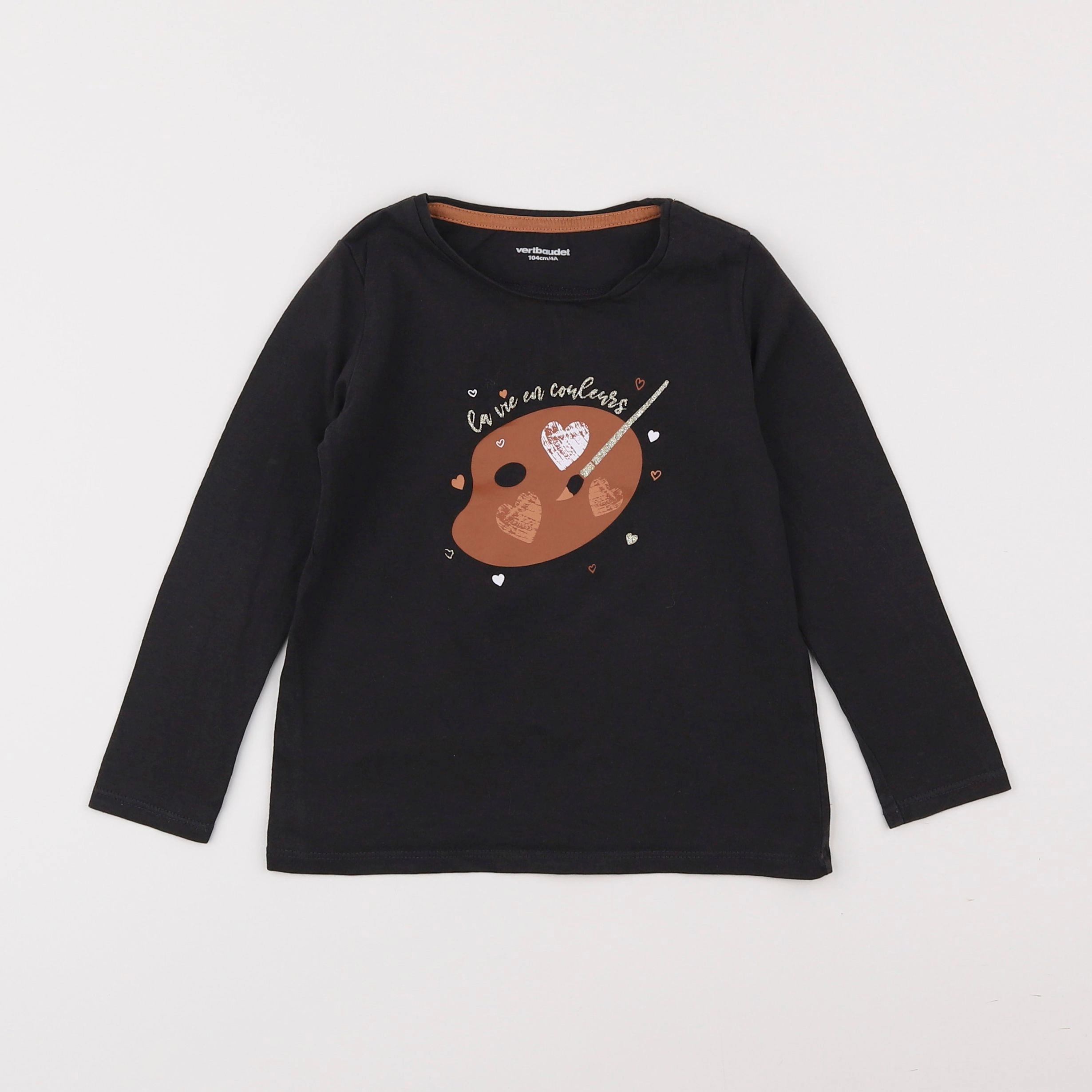 Vertbaudet - tee-shirt marron - 4 ans