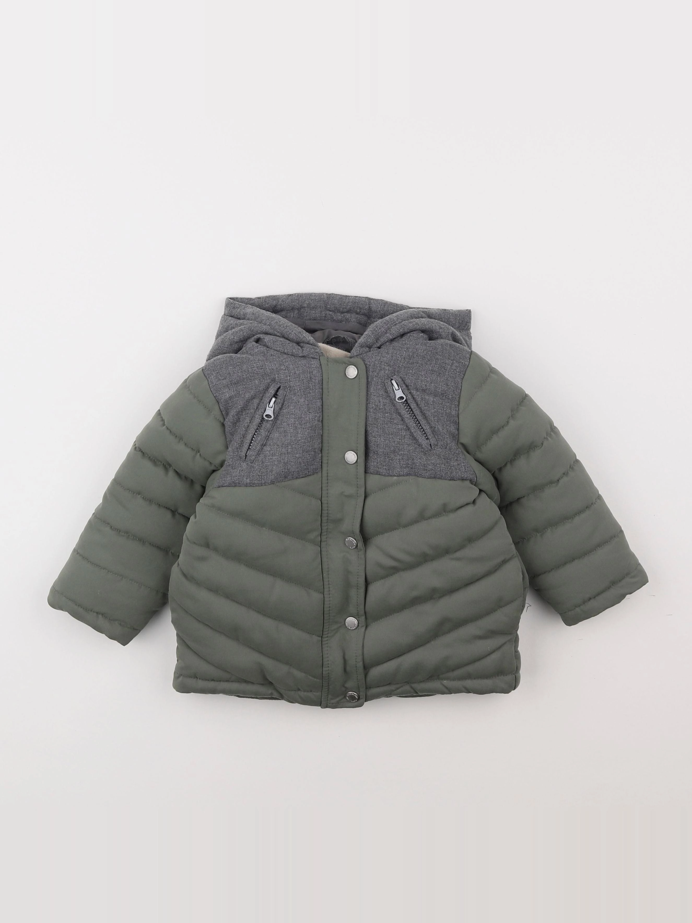 Vertbaudet - manteau doublure amovible vert - 18 mois