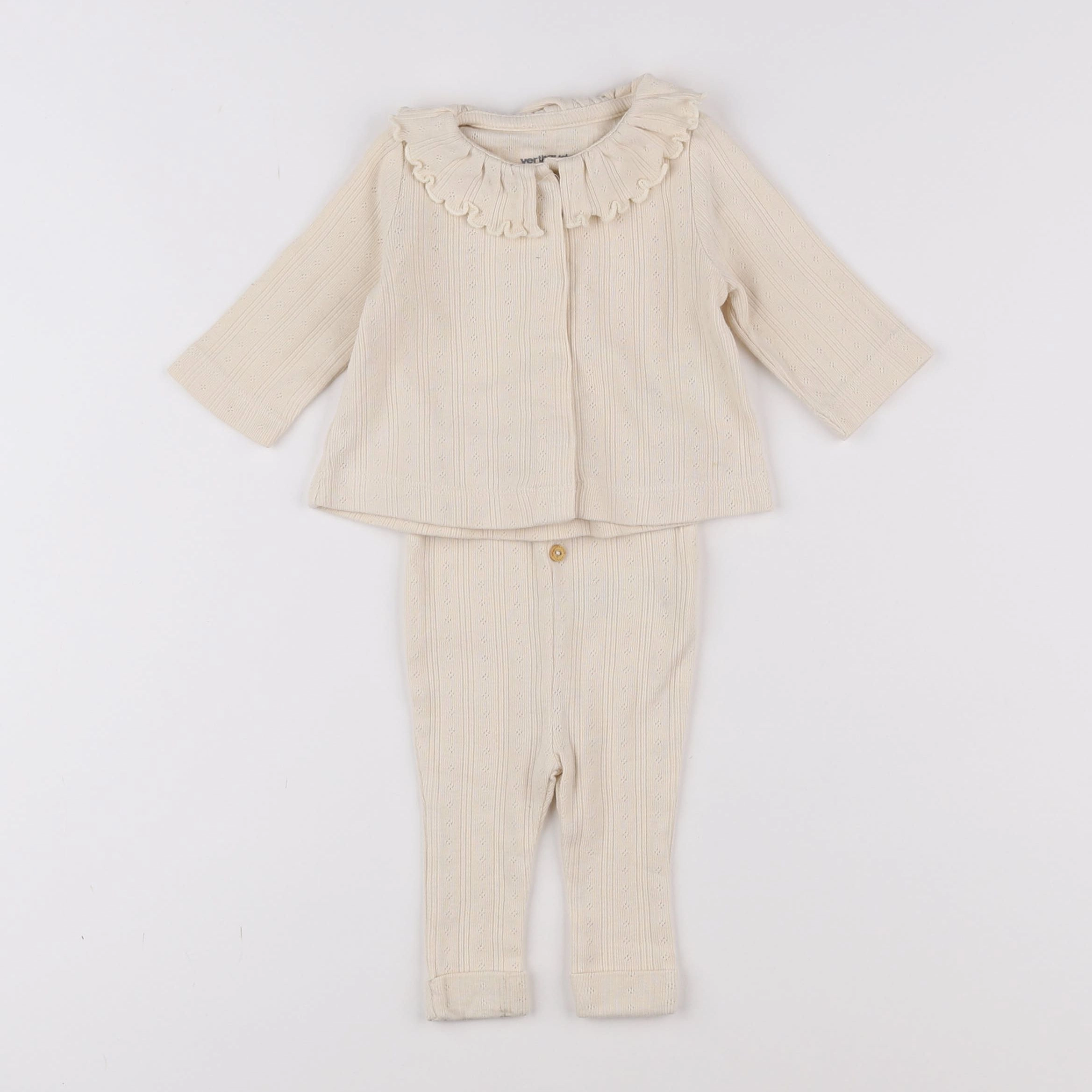 Vertbaudet - ensemble beige - 1 mois