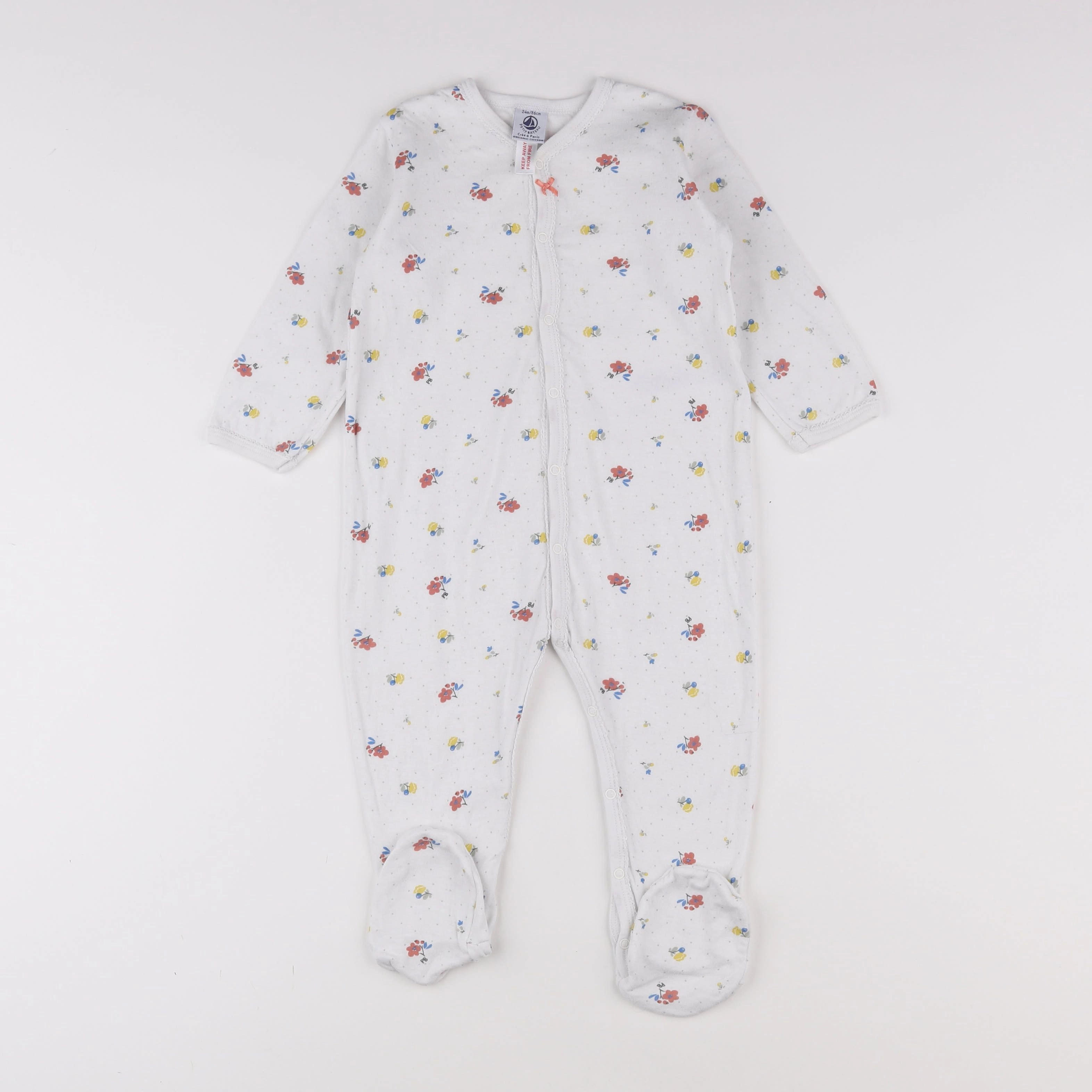 Petit Bateau - pyjama coton blanc - 2 ans