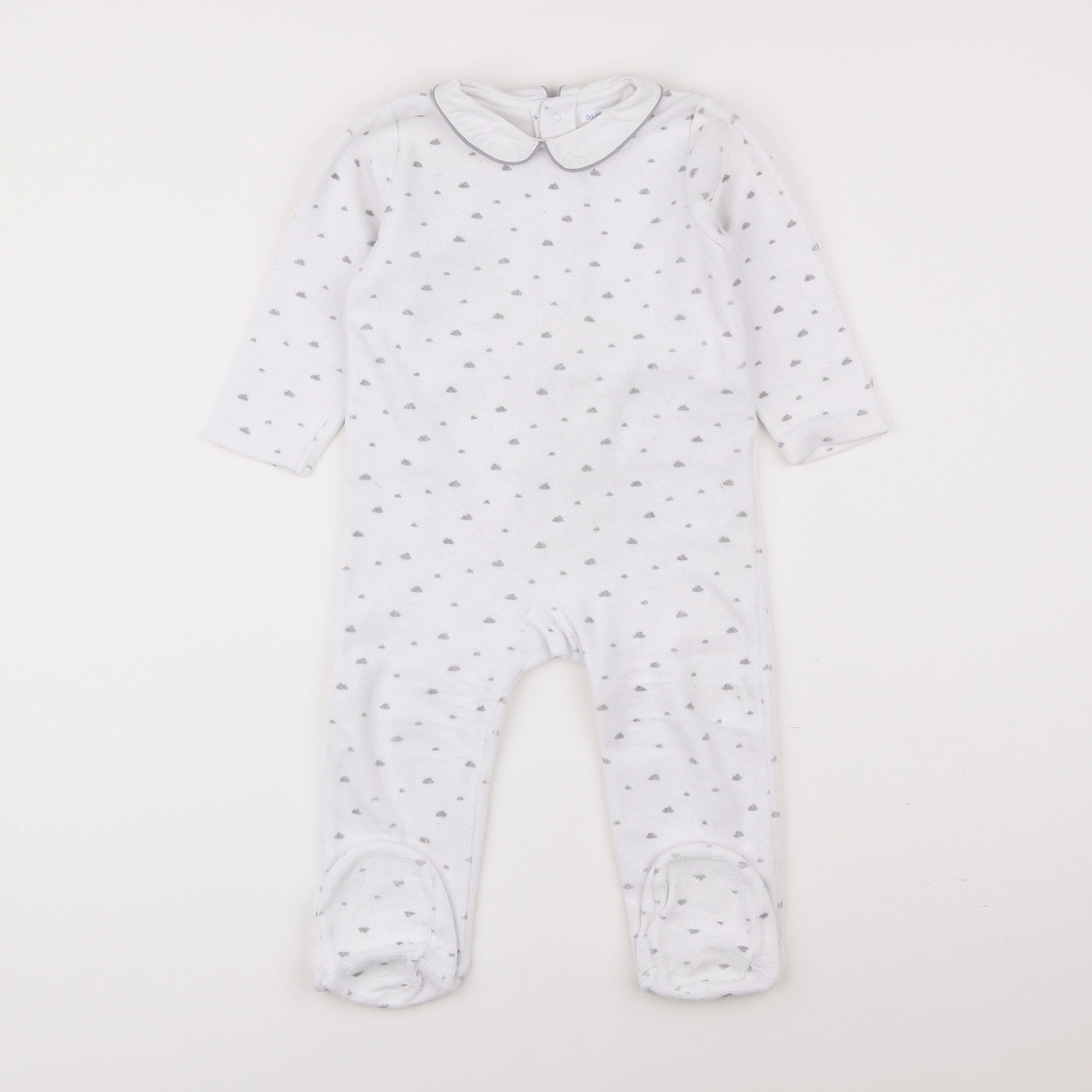 Boutchou - pyjama velours blanc, gris - 18 mois