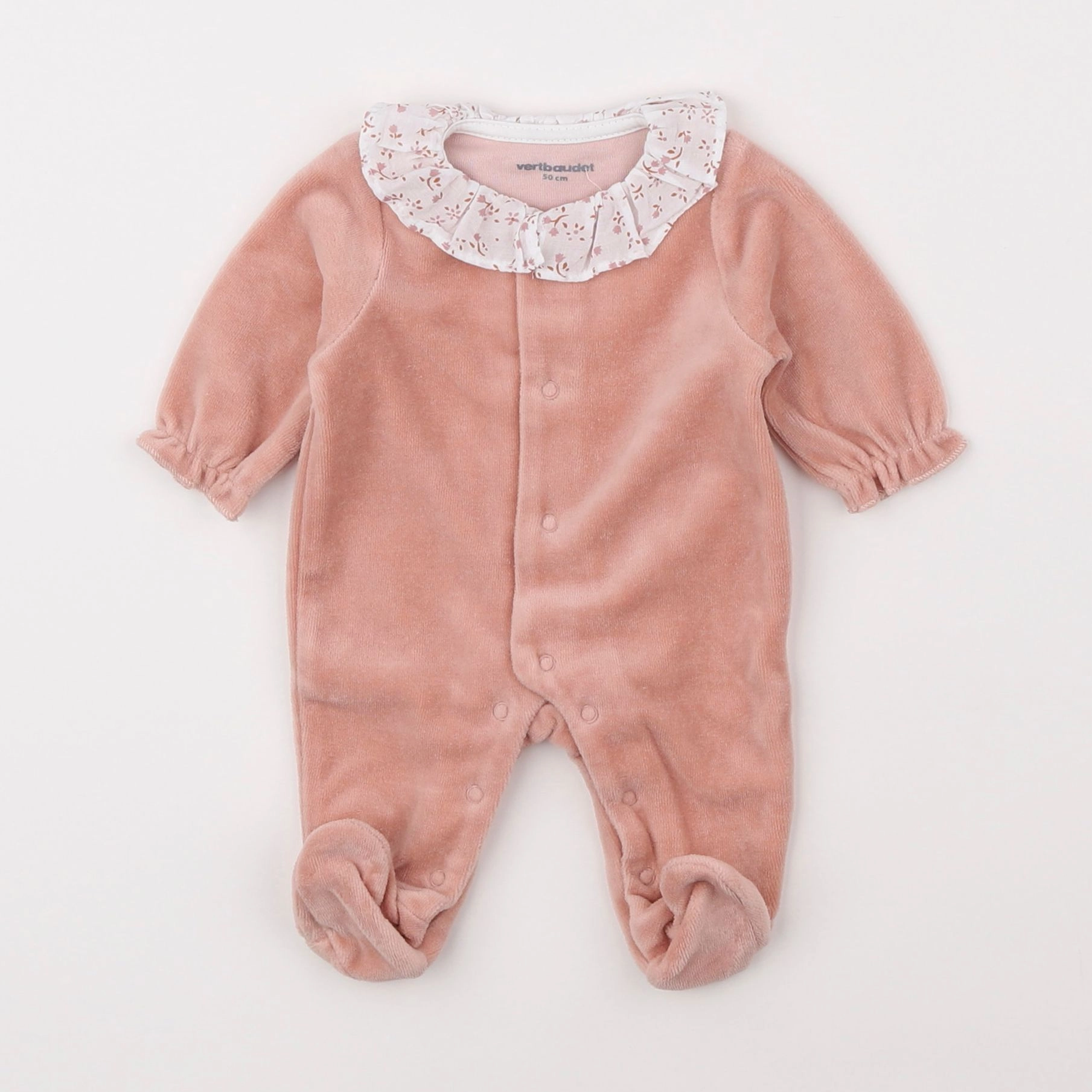 Vertbaudet - pyjama velours rose - 0 mois