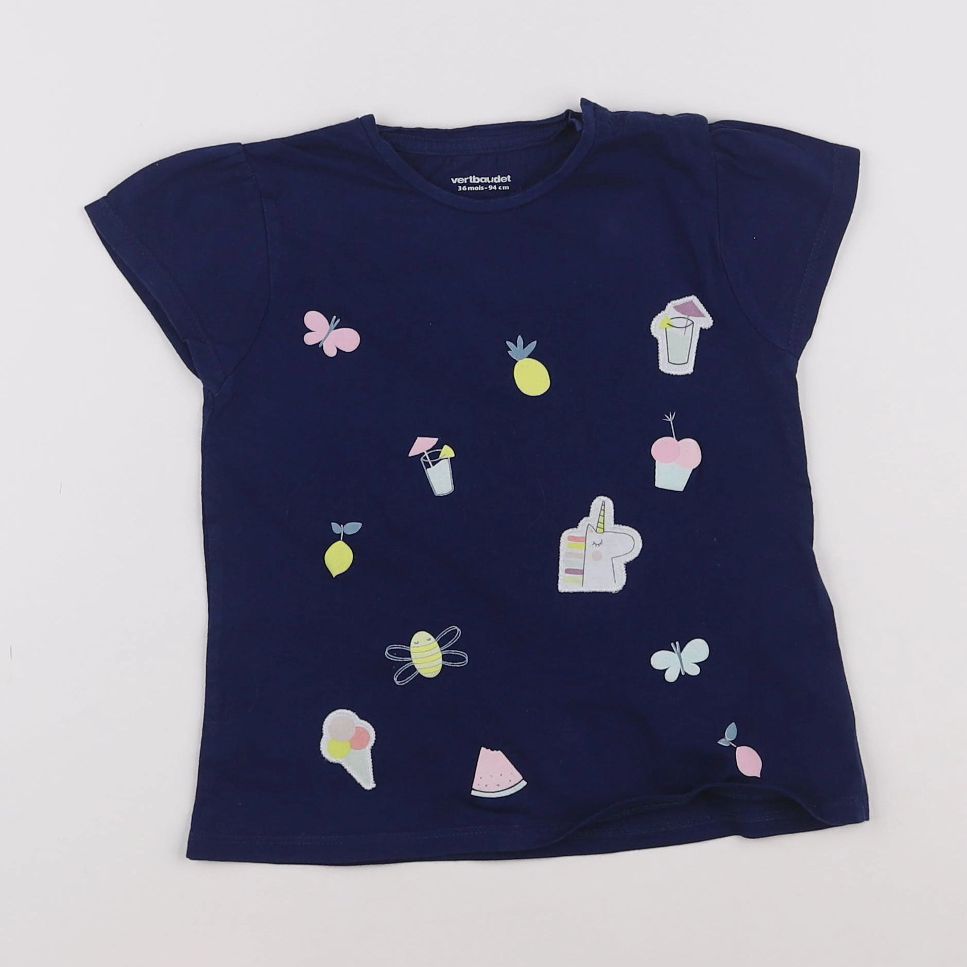 Vertbaudet - tee-shirt coton bleu - 3 ans