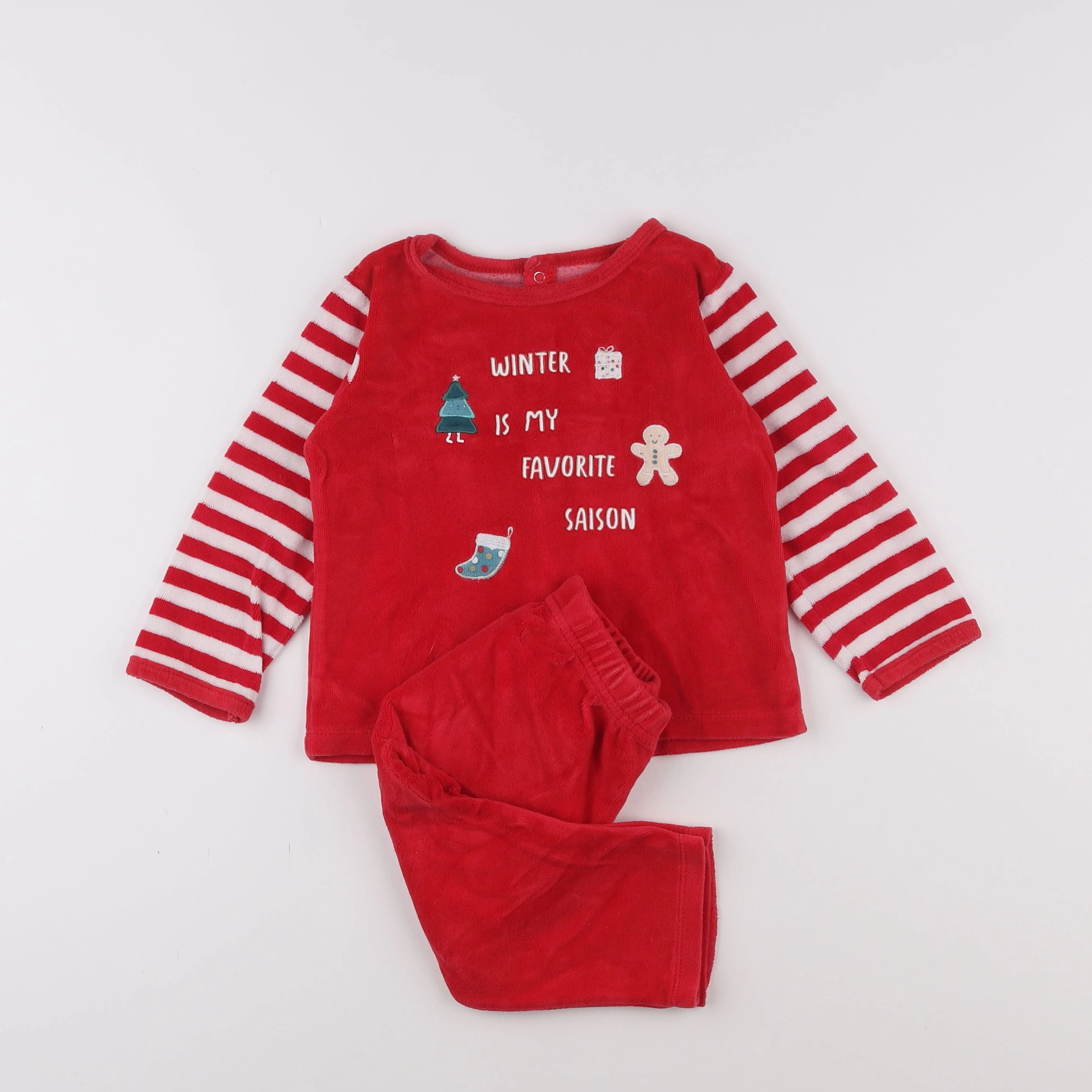 Vertbaudet - pyjama velours rouge - 2 ans