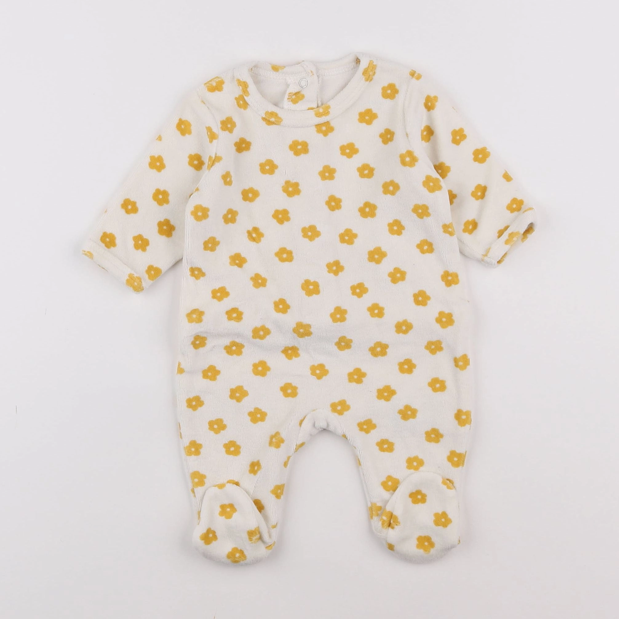 Vertbaudet - pyjama velours jaune - 1 mois