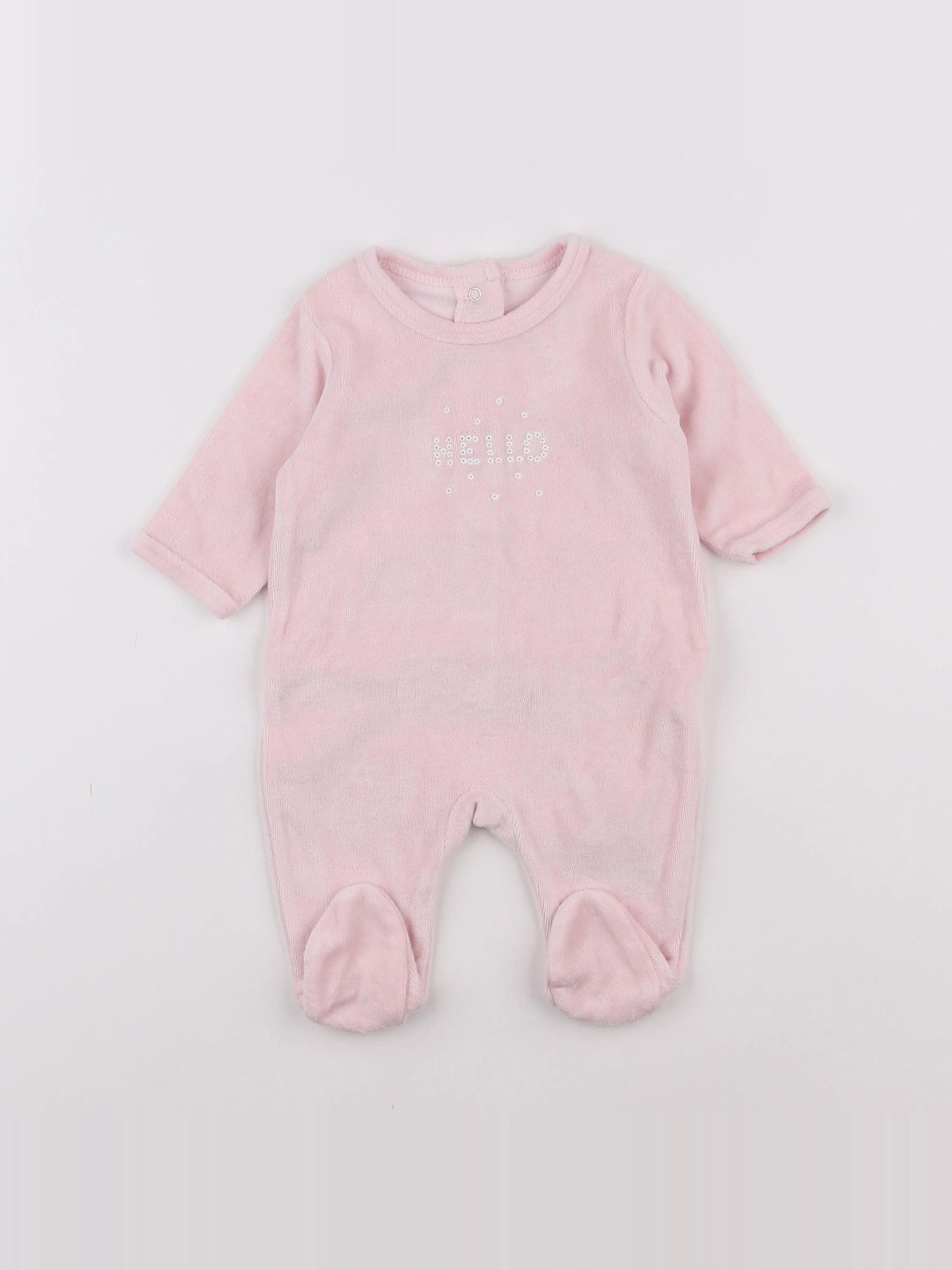 Vertbaudet - pyjama velours rose - 1 mois