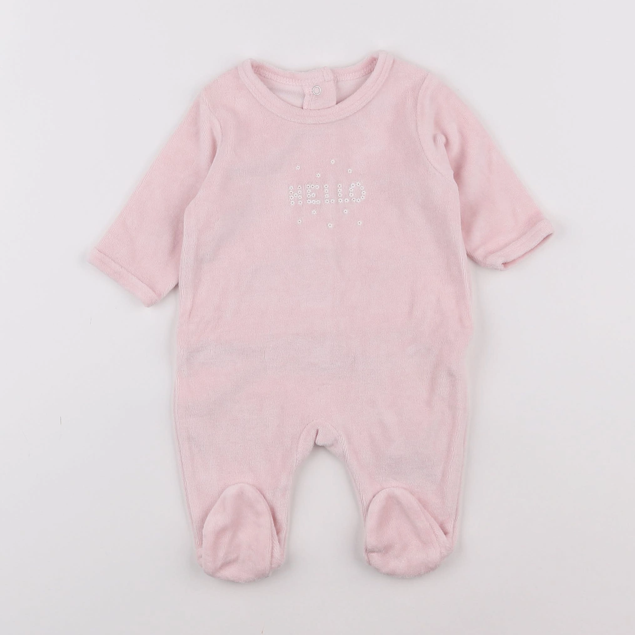 Vertbaudet - pyjama velours rose - 1 mois