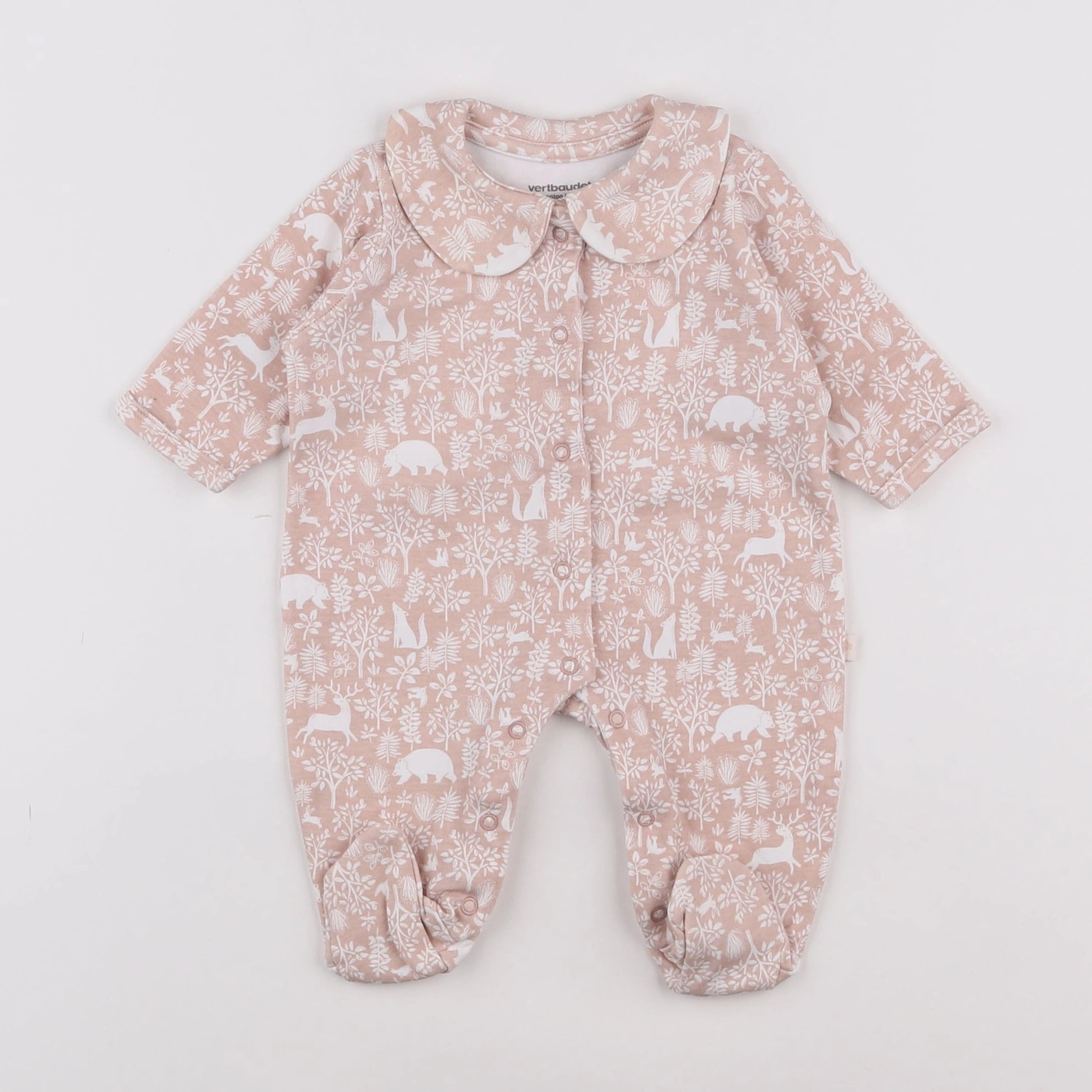 Vertbaudet - pyjama velours rose - 1 mois