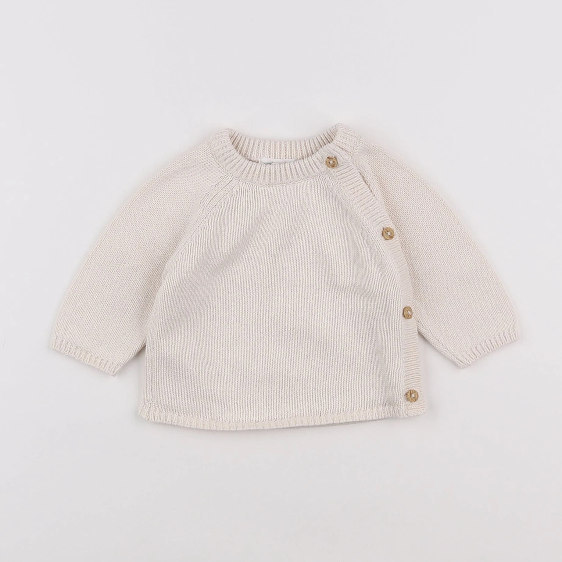 Vertbaudet - pull beige - 1 mois