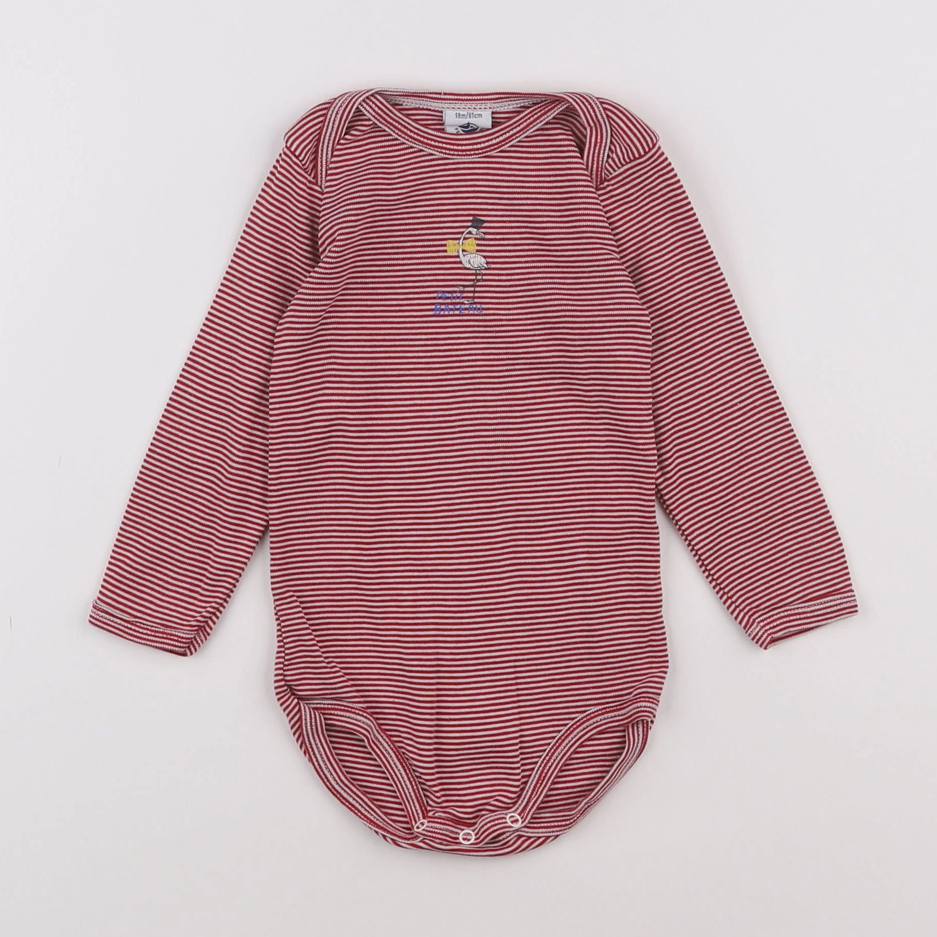 Petit Bateau - body rouge - 18 mois