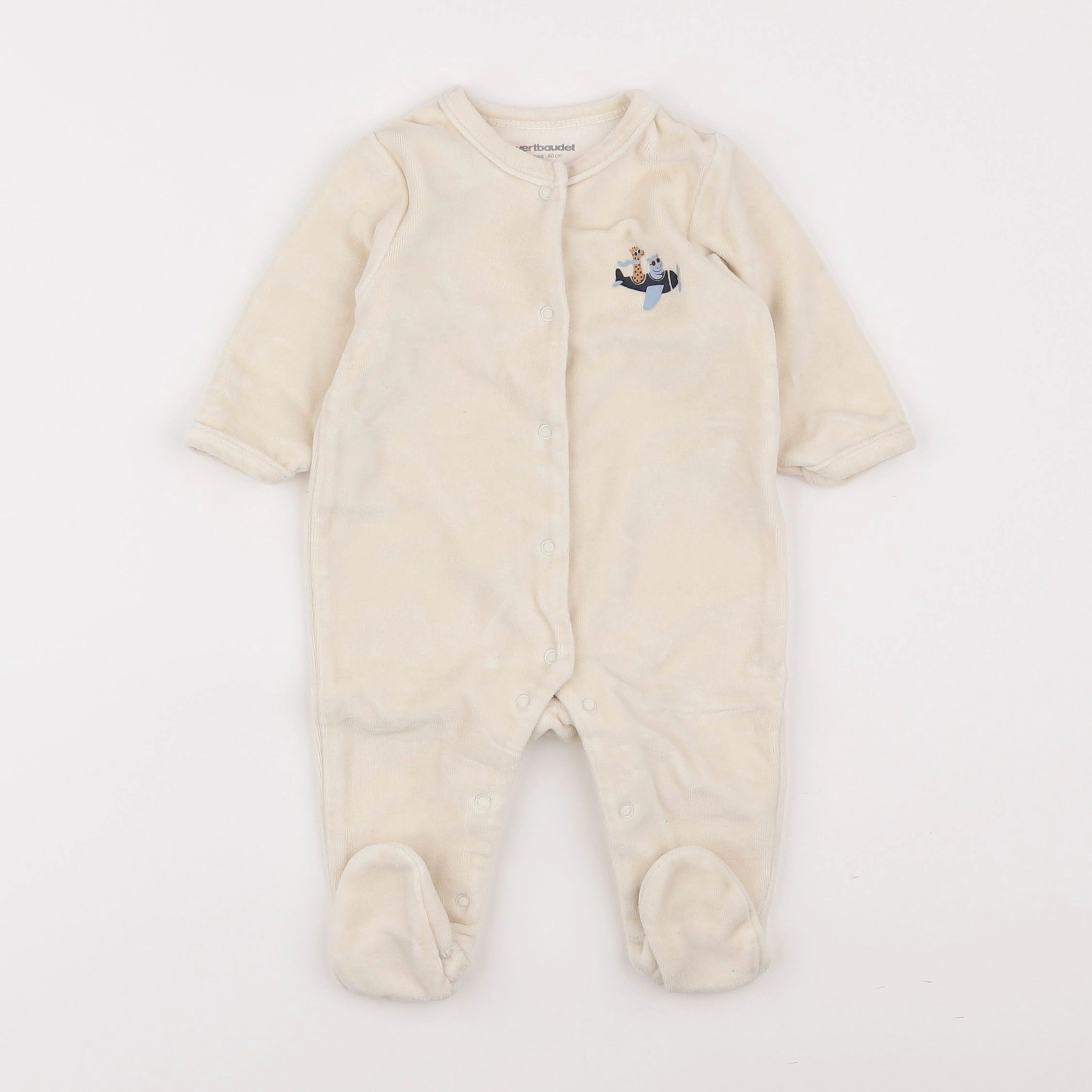 Vertbaudet - pyjama velours beige - 3 mois