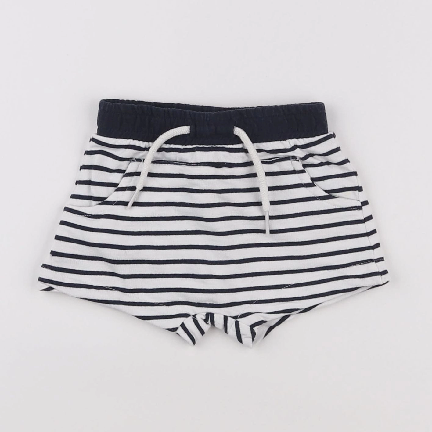 Vertbaudet - short blanc, bleu - 6 mois