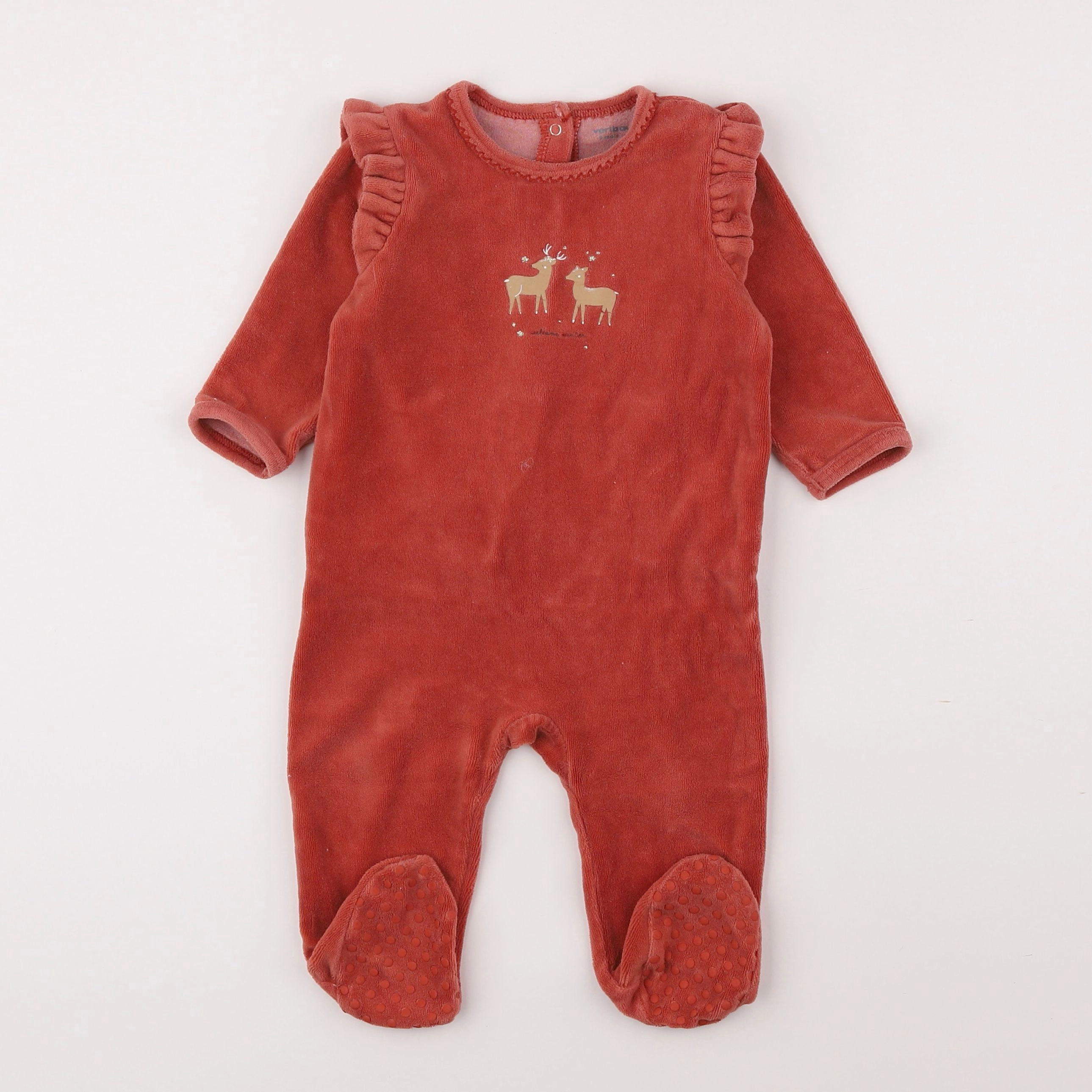 Vertbaudet - pyjama velours rouge - 9 mois