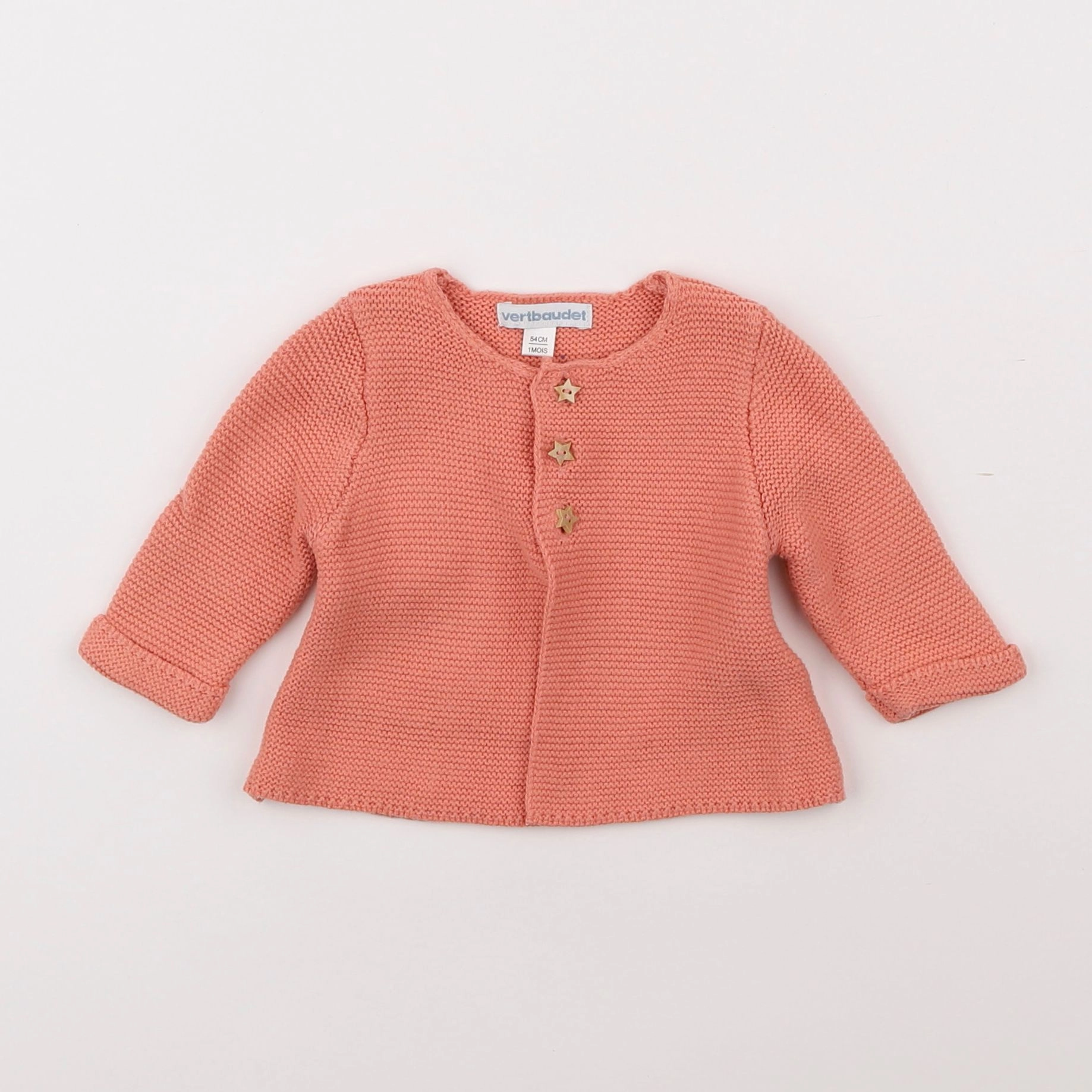 Vertbaudet - gilet rose, orange - 1 mois