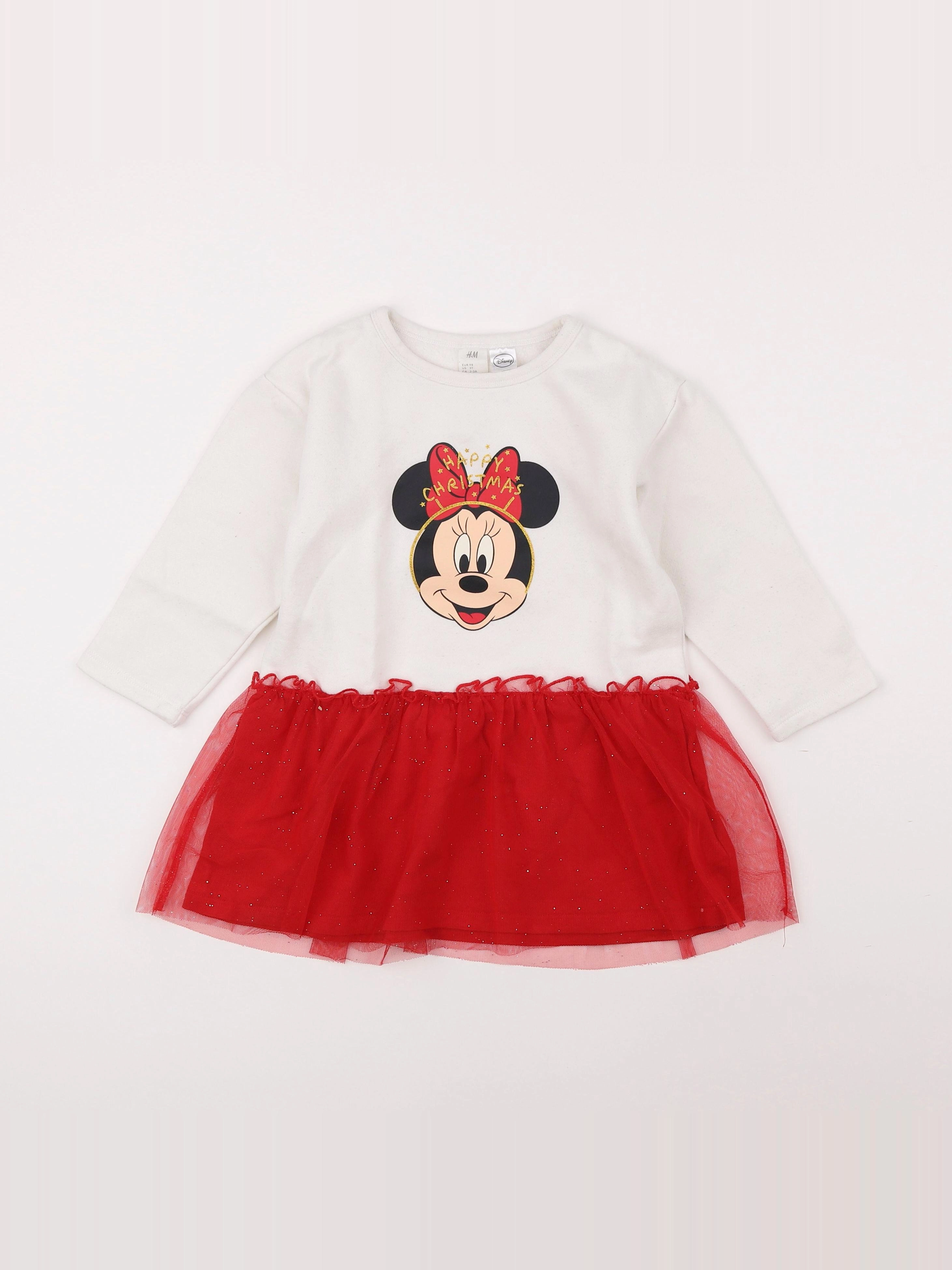 H&M - robe rouge, blanc - 2/3 ans