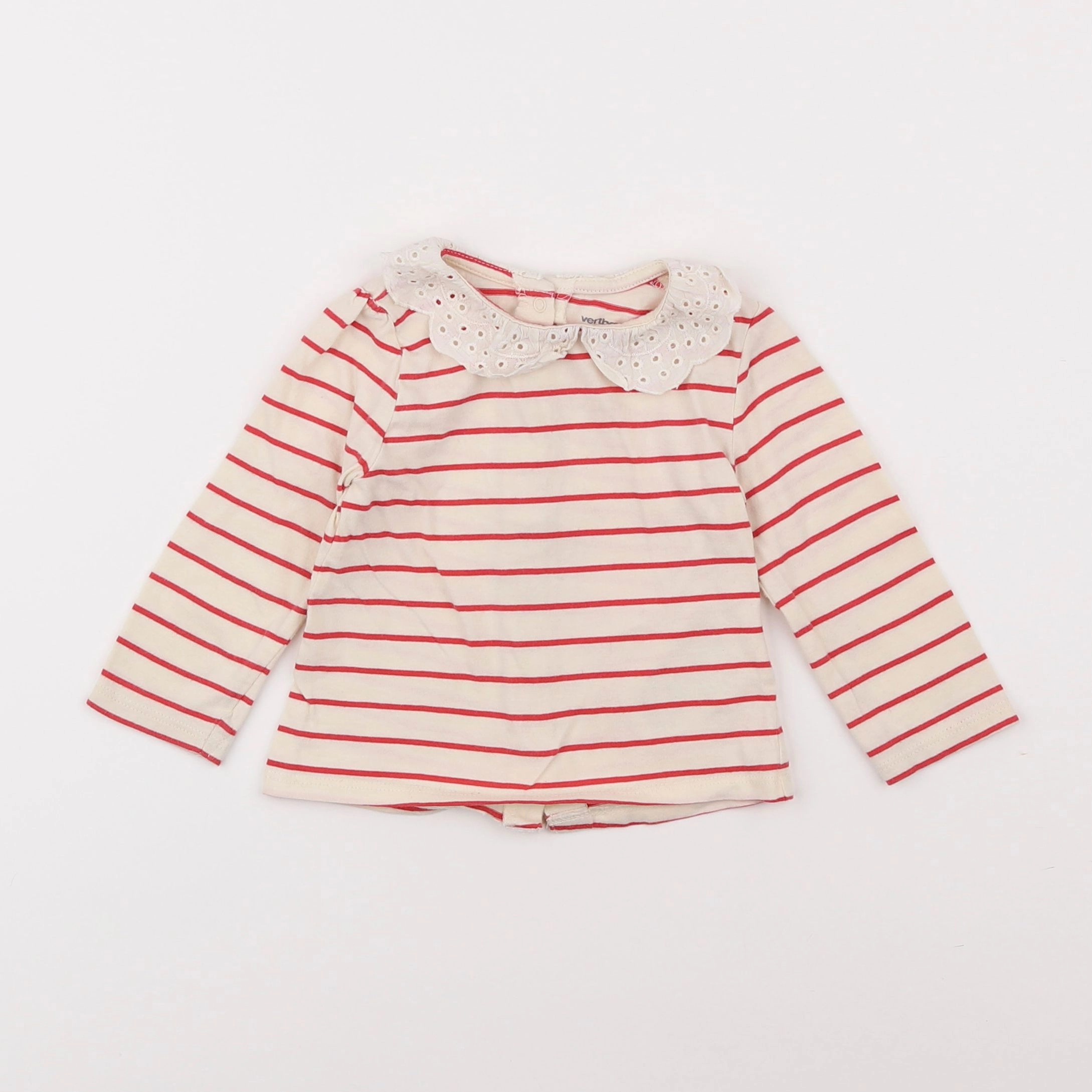 Vertbaudet - tee-shirt beige, rouge - 9 mois