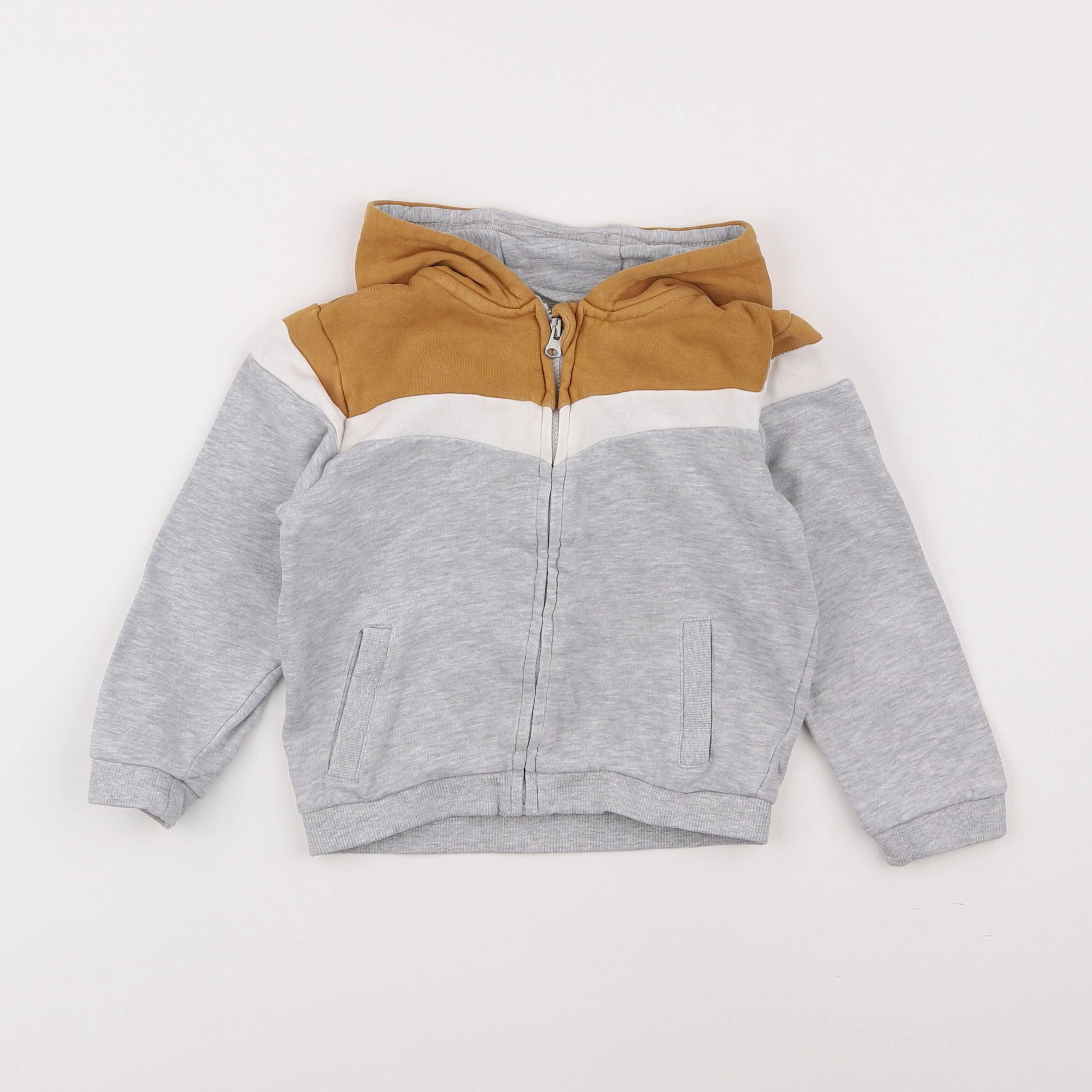 Vertbaudet - sweat gris, marron - 3 ans