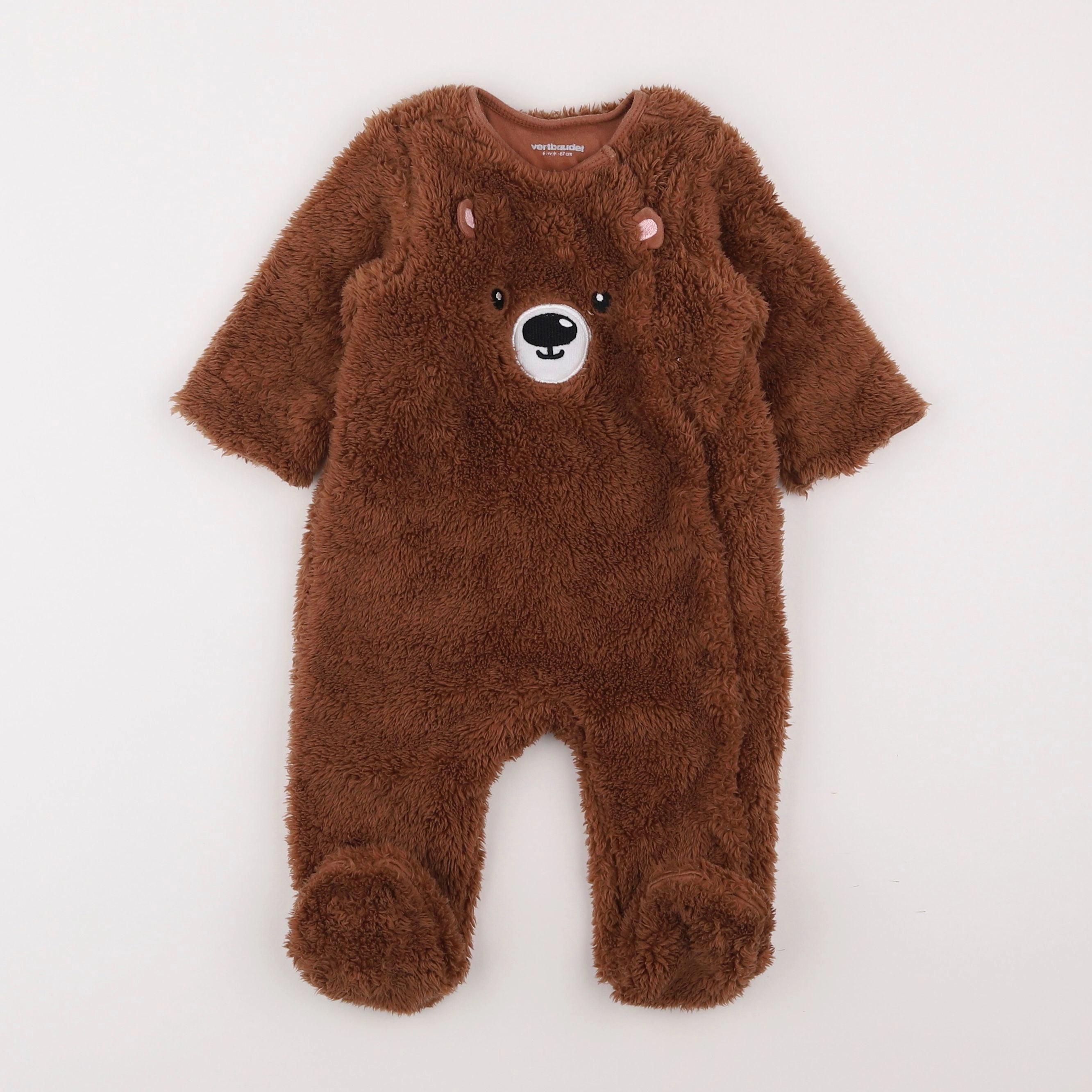 Vertbaudet - pyjama velours marron - 6 mois