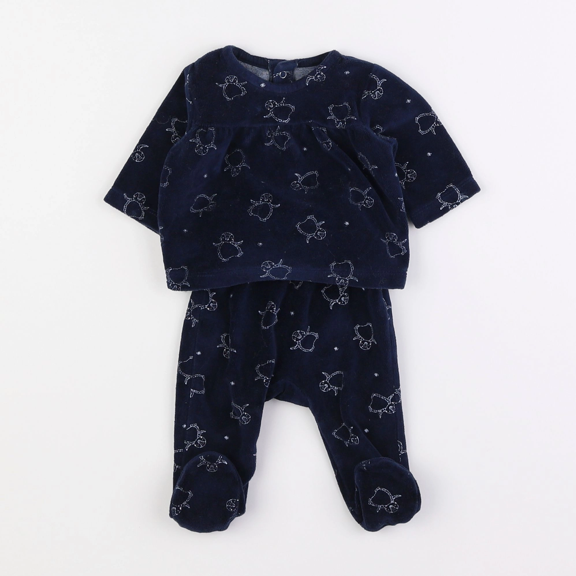 Vertbaudet - pyjama velours bleu - 1 mois