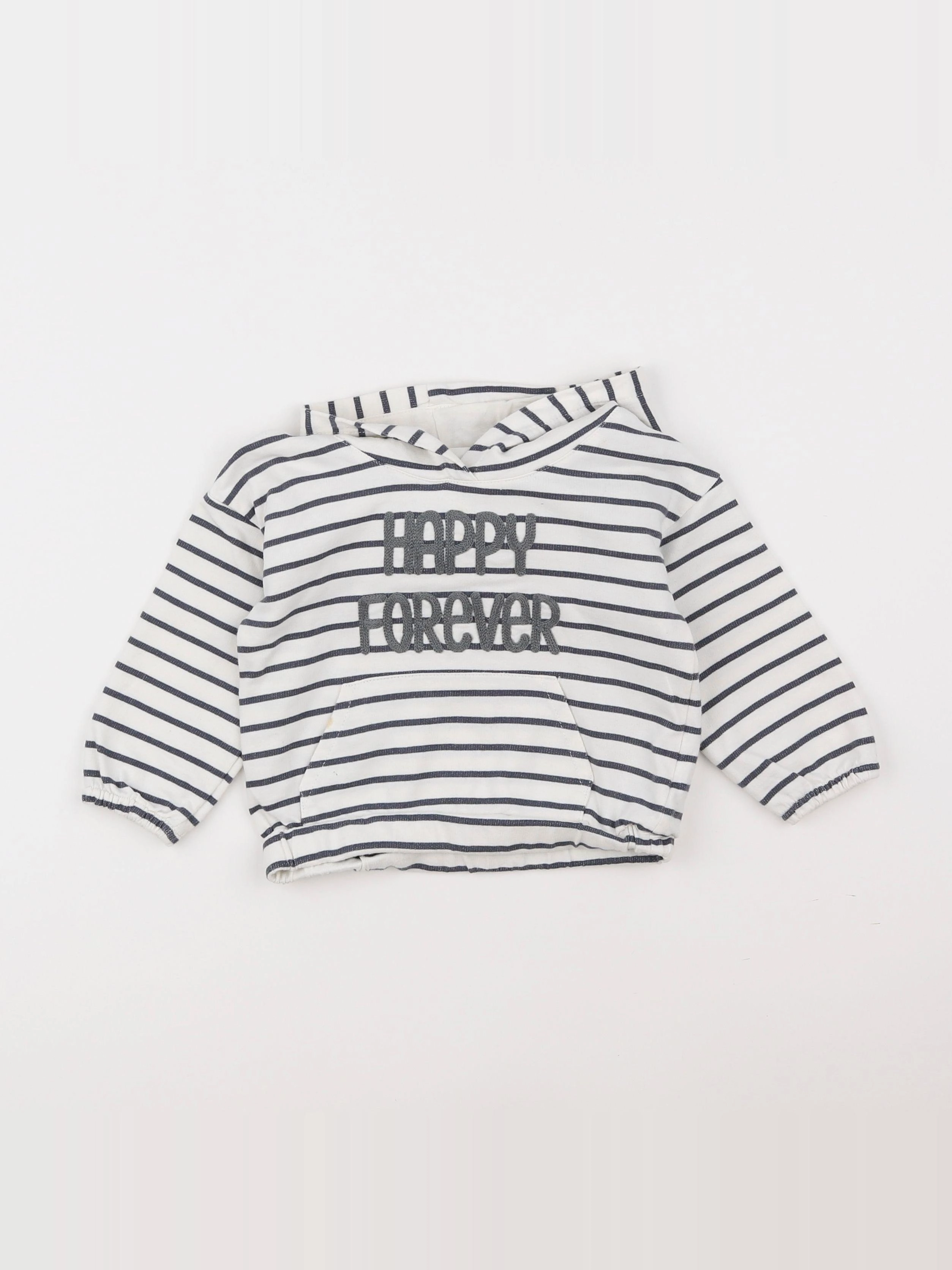 Vertbaudet - sweat blanc, bleu - 18 mois