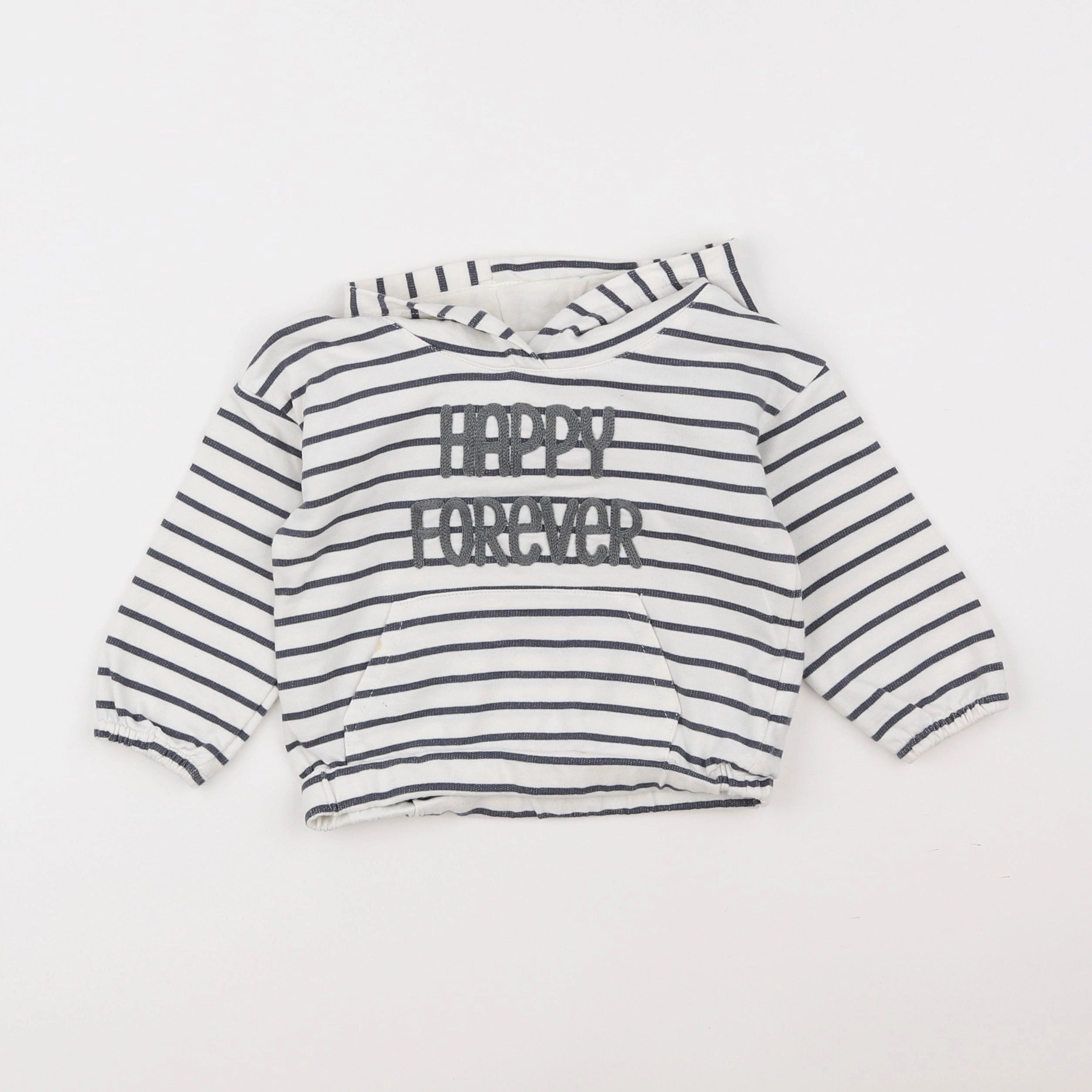 Vertbaudet - sweat blanc, bleu - 18 mois