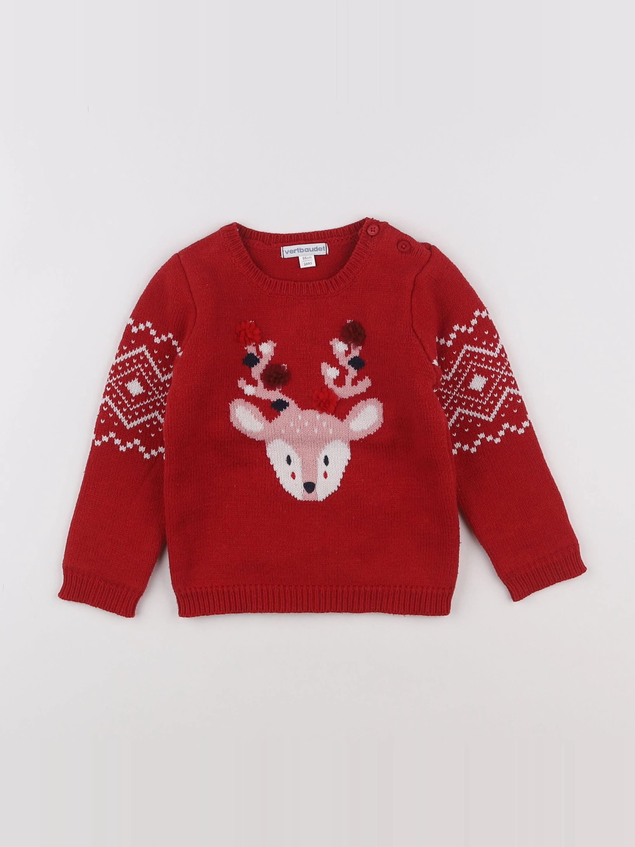 Vertbaudet - pull rouge - 2 ans