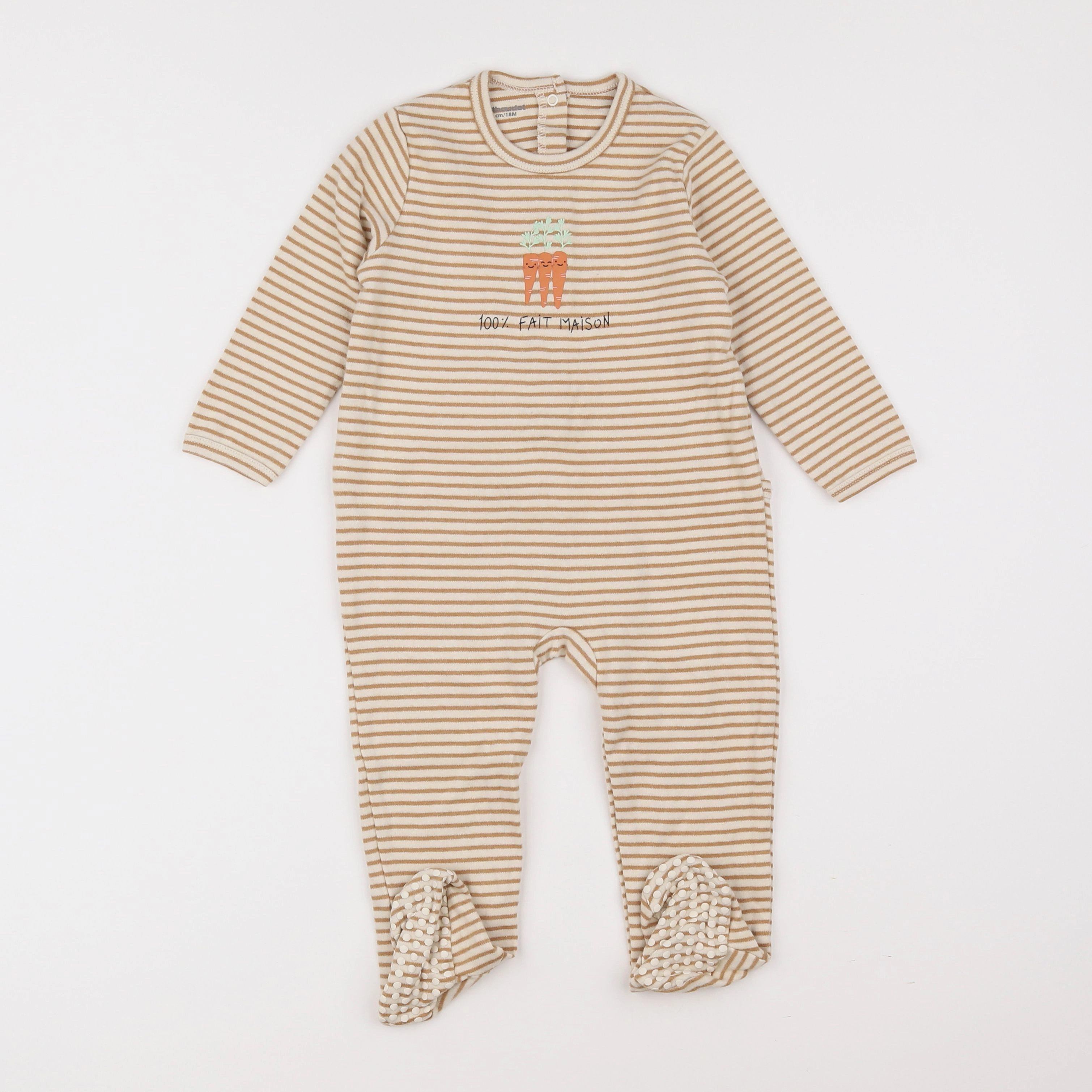 Vertbaudet - pyjama coton beige - 18 mois