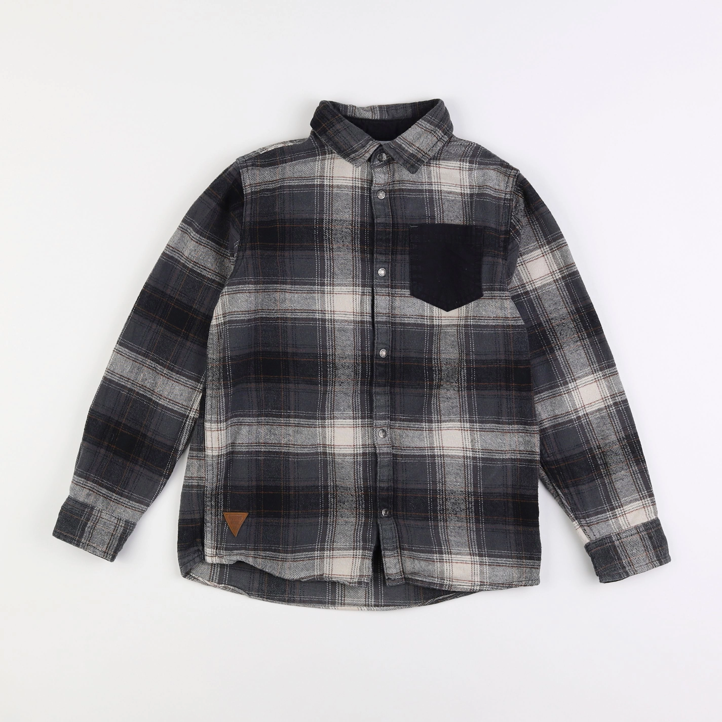 Vertbaudet - chemise gris, noir - 10 ans