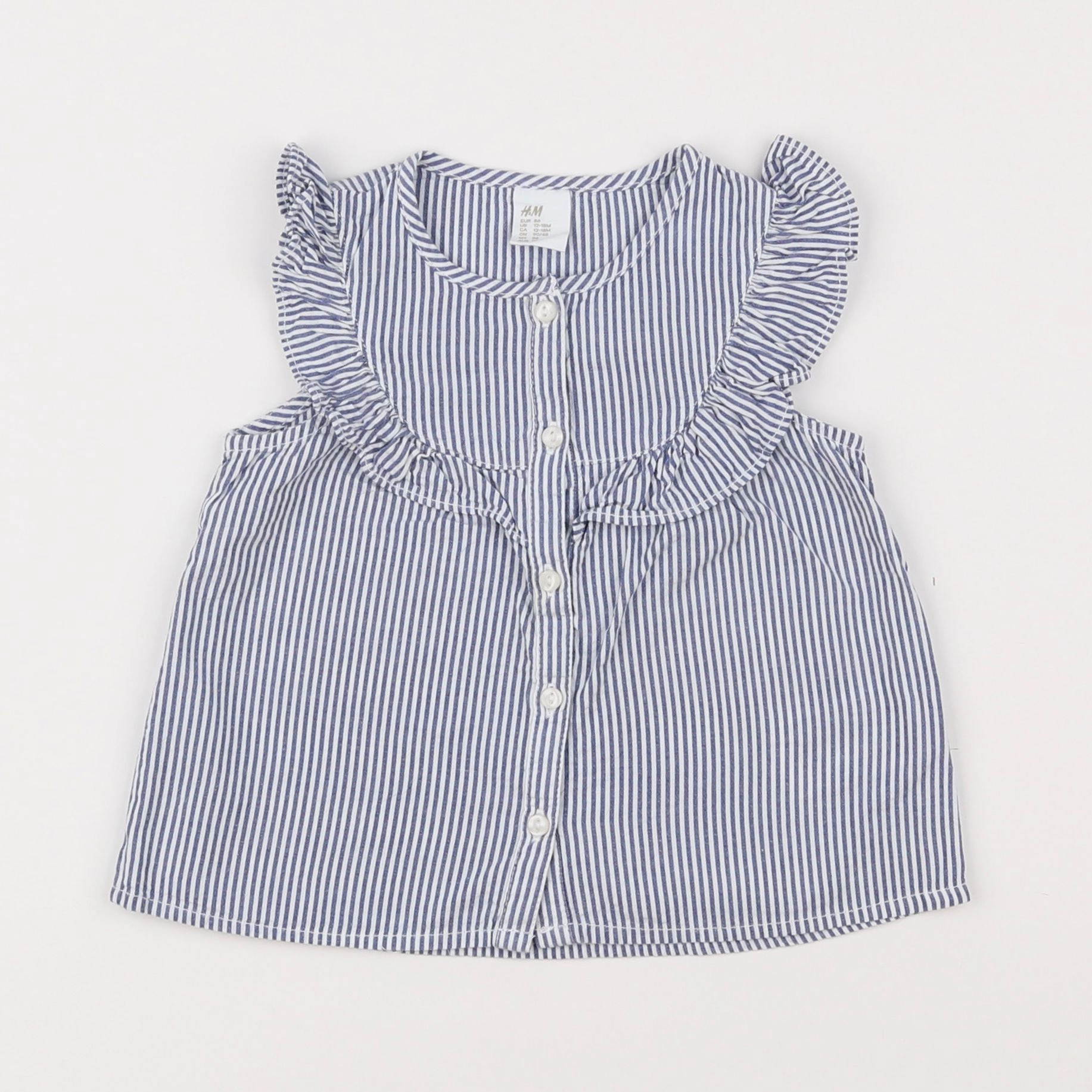 H&M - blouse bleu - 12/18 mois