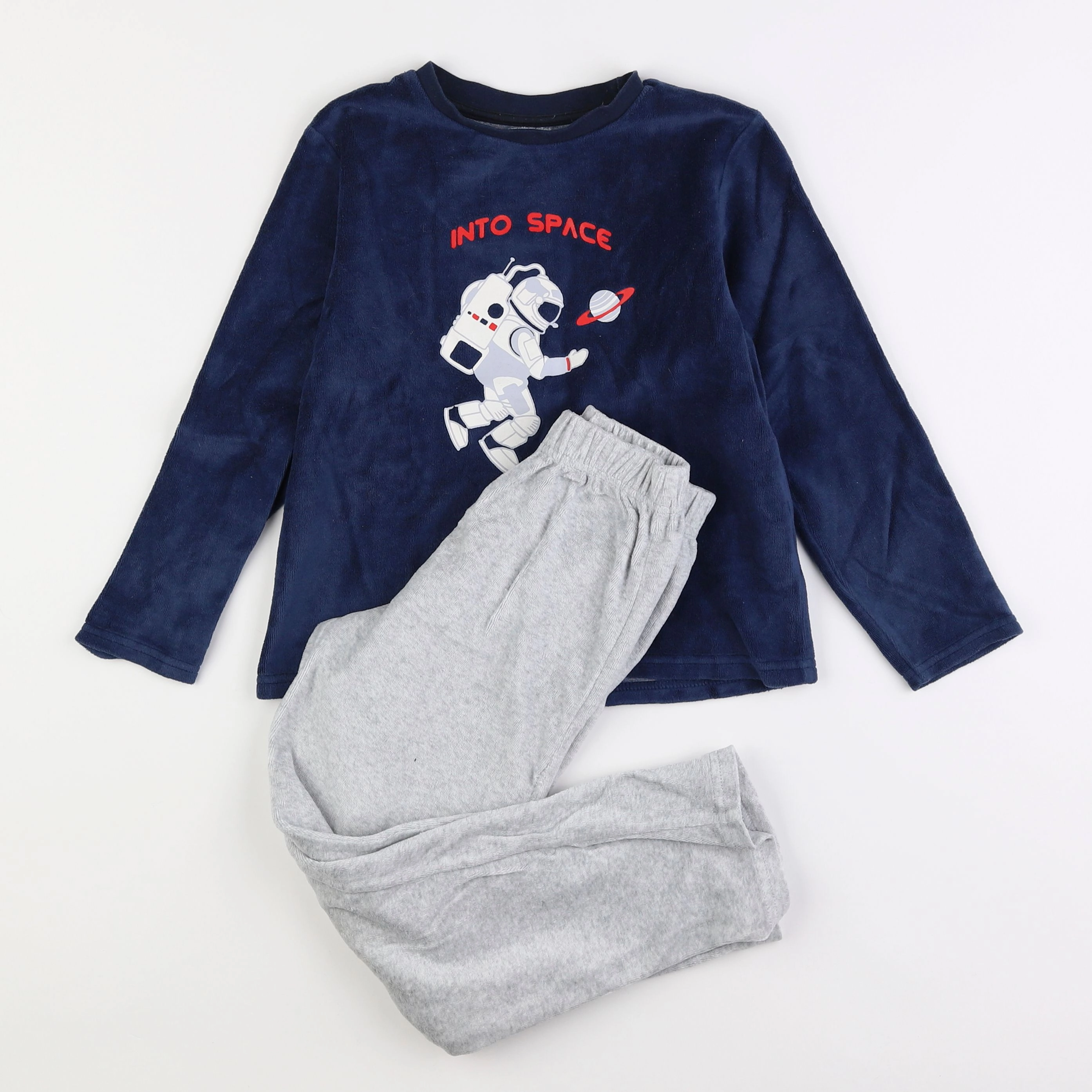 Vertbaudet - pyjama velours bleu - 8 ans