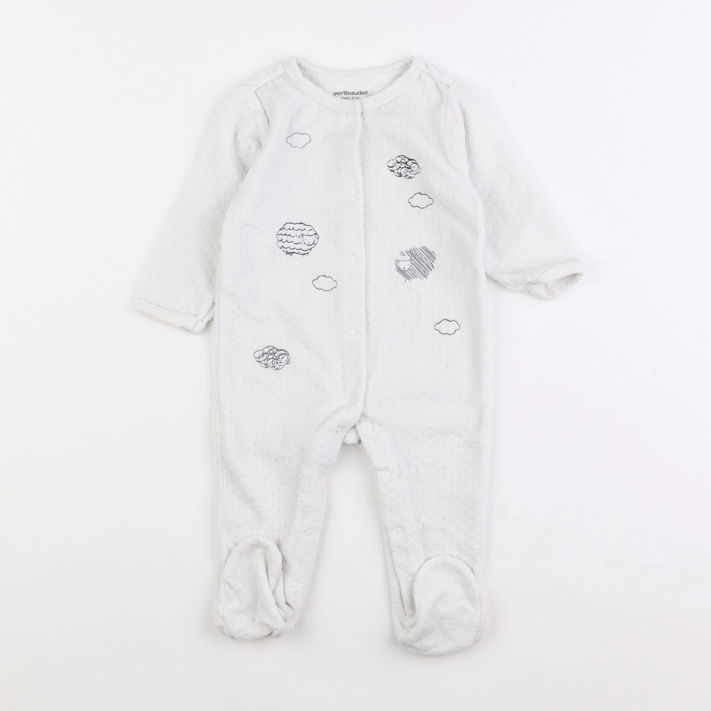 Vertbaudet - pyjama velours blanc - 6 mois