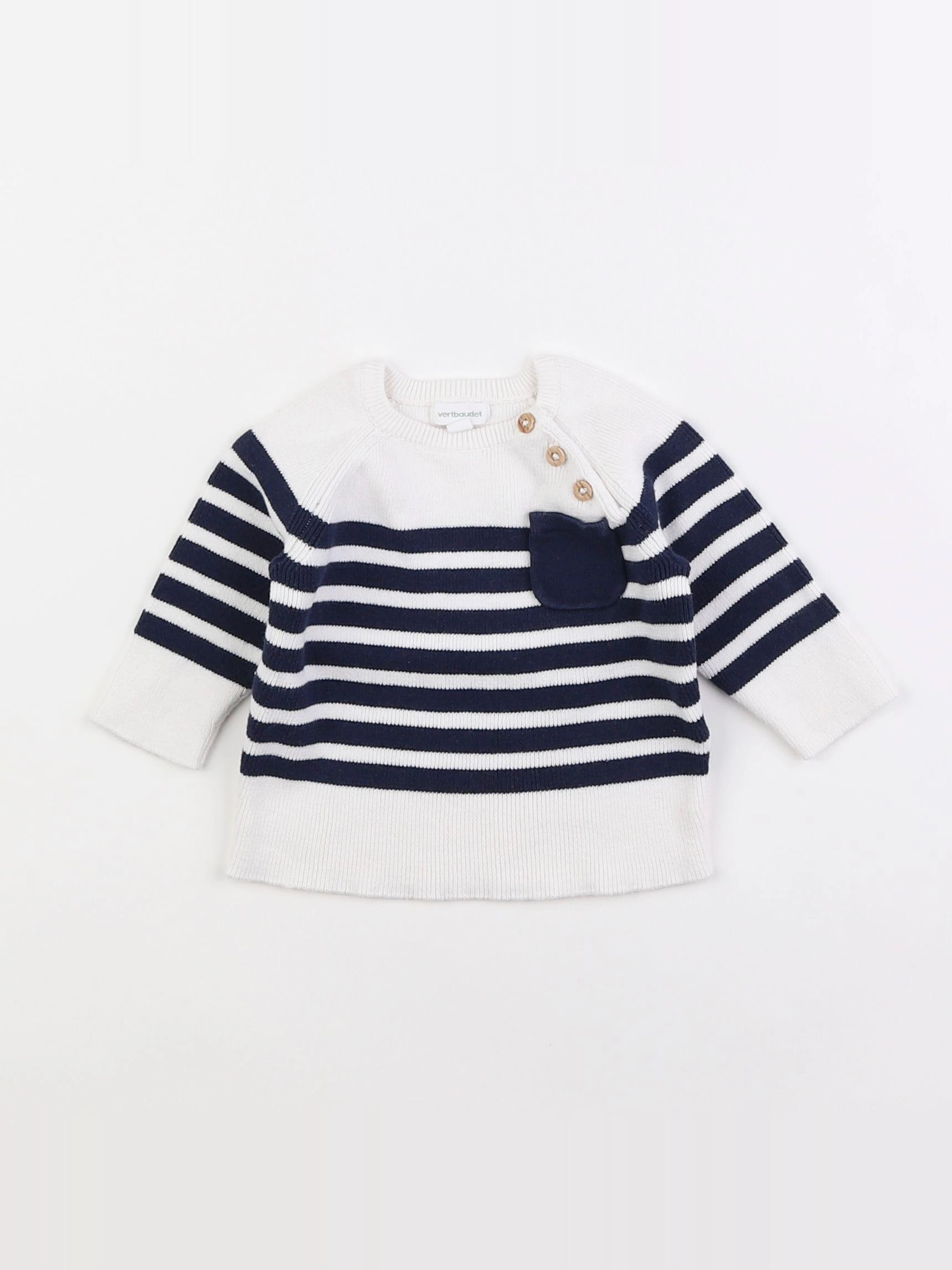 Vertbaudet - pull blanc - 3 mois
