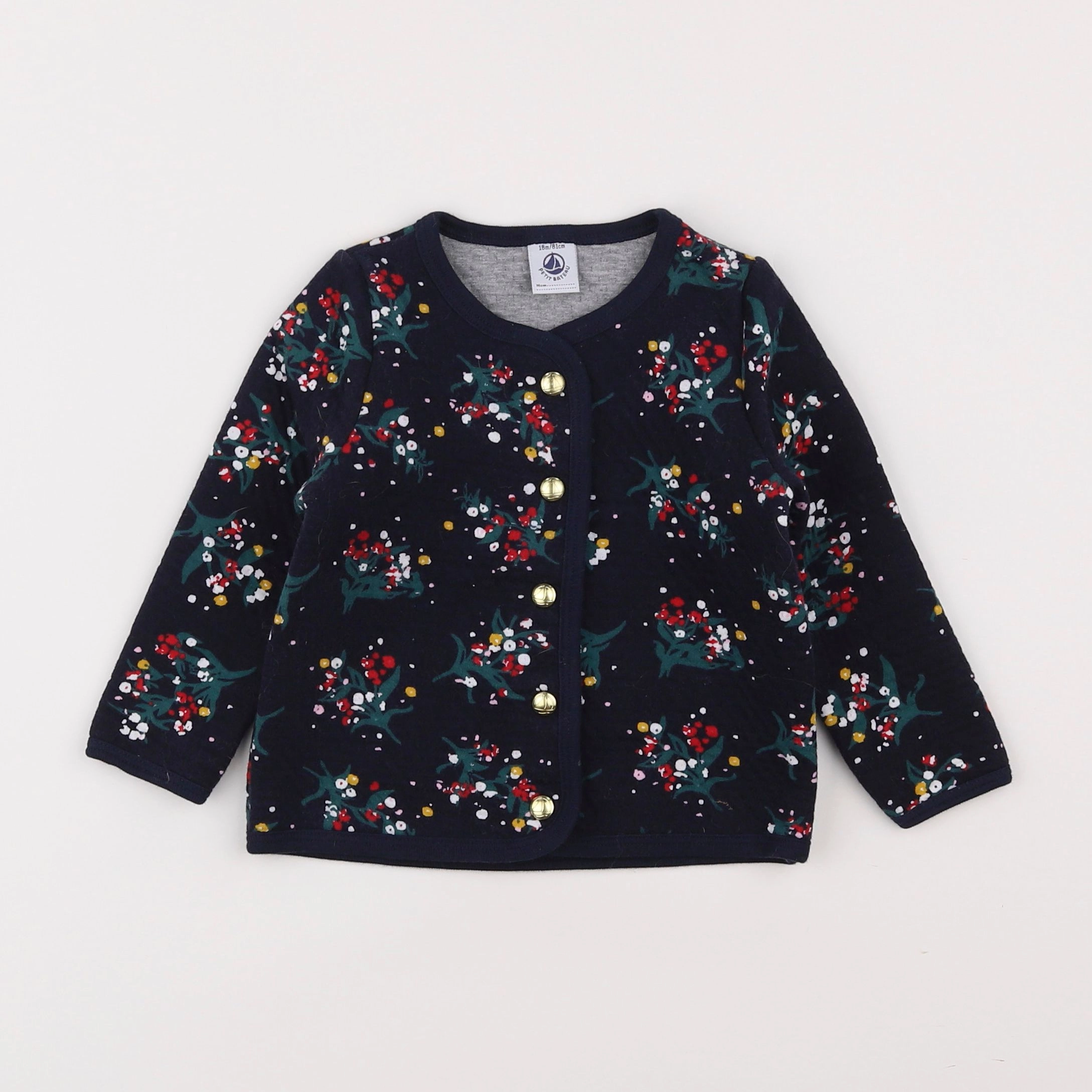 Petit Bateau - sweat bleu - 18 mois