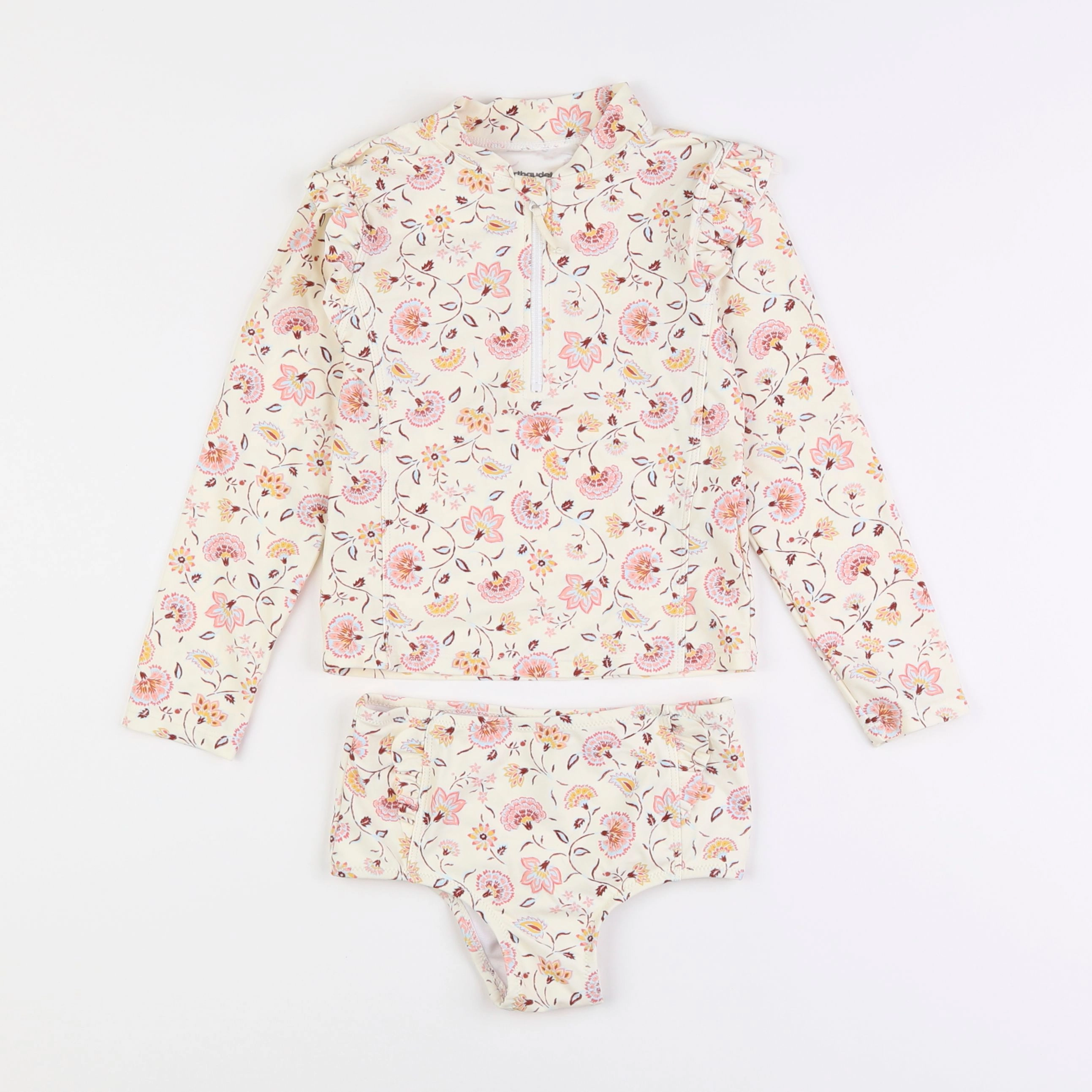 Vertbaudet - maillot de bain beige, rose - 6 ans