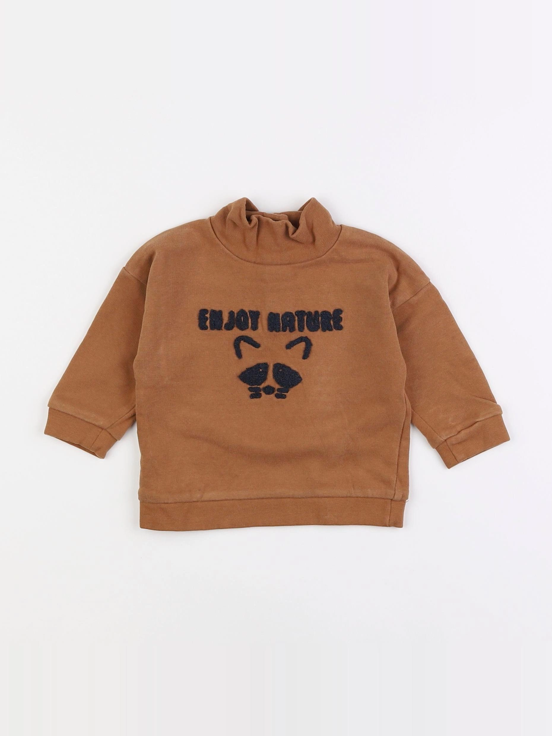 Vertbaudet - sweat marron - 6 mois