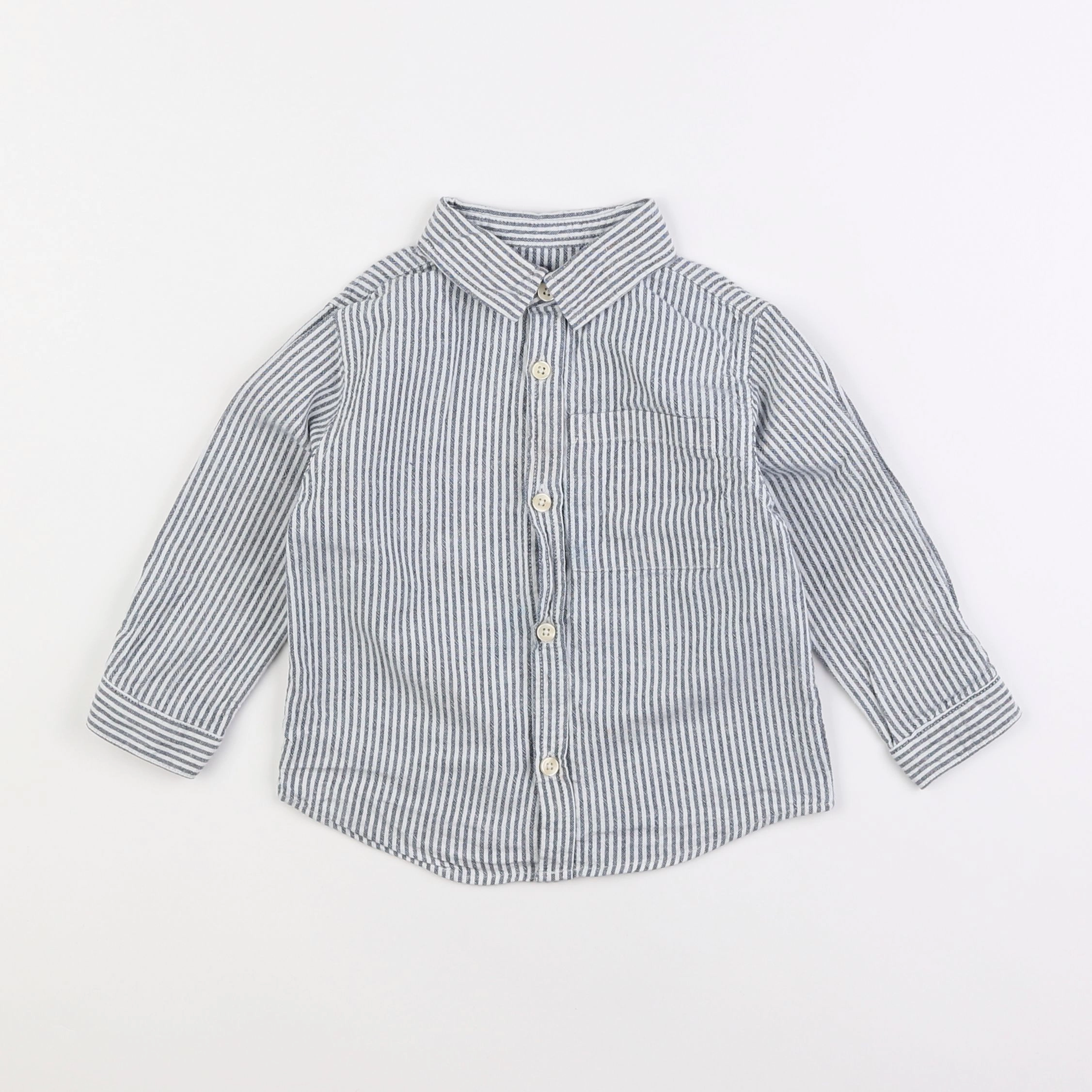 Zara - chemise gris, blanc - 18 mois à 2 ans