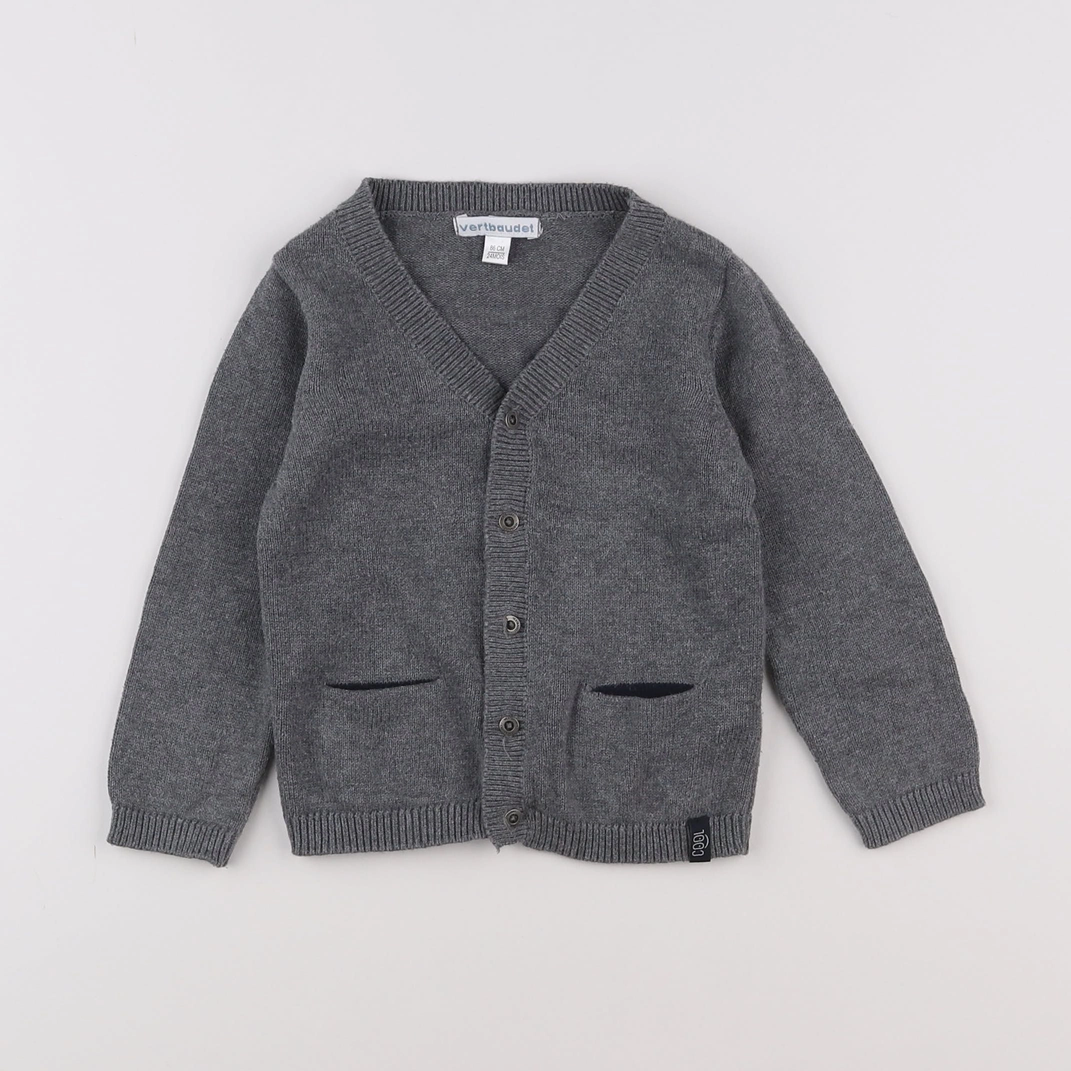 Vertbaudet - gilet gris - 2 ans