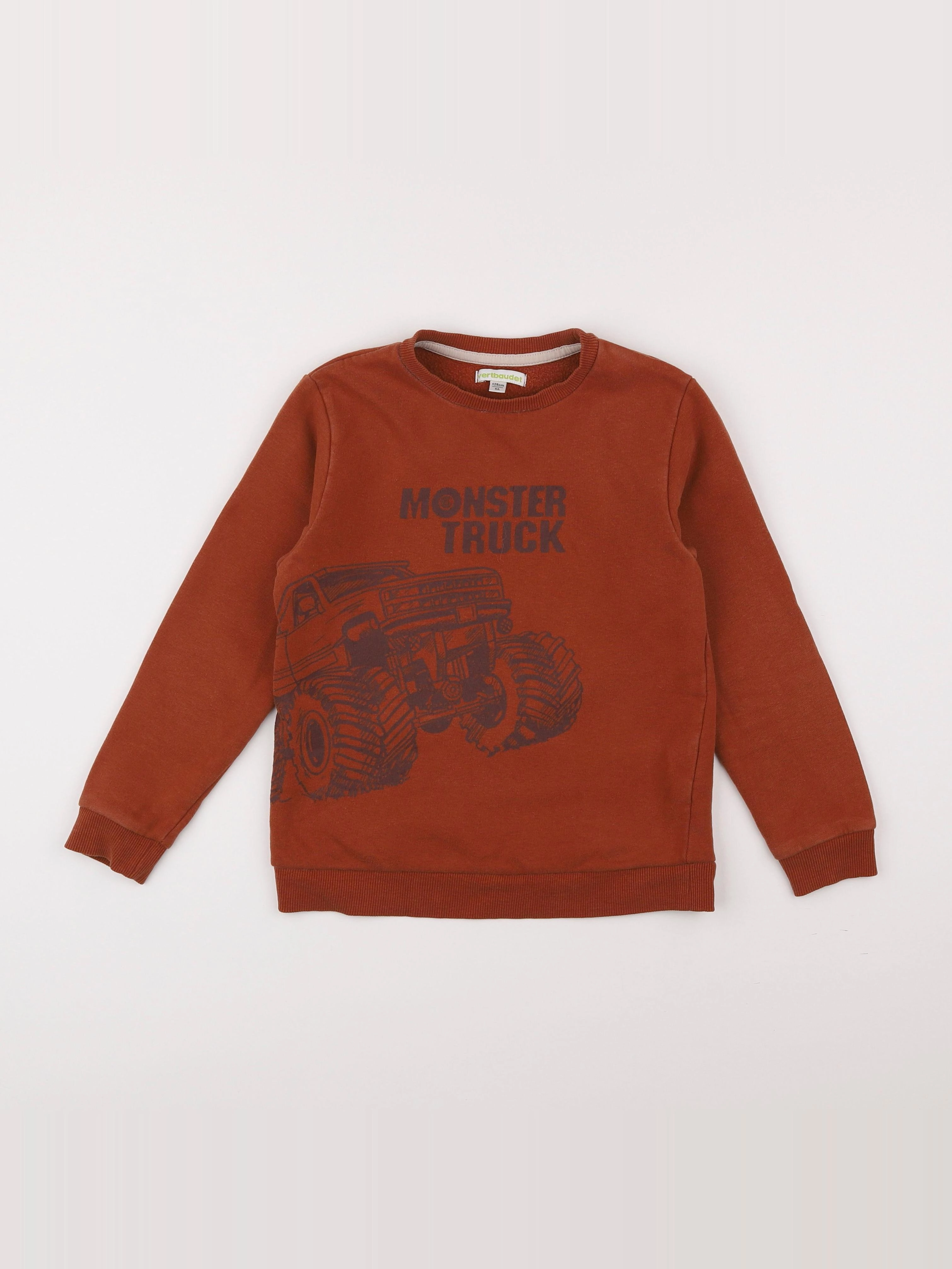 Vertbaudet - sweat marron - 8 ans