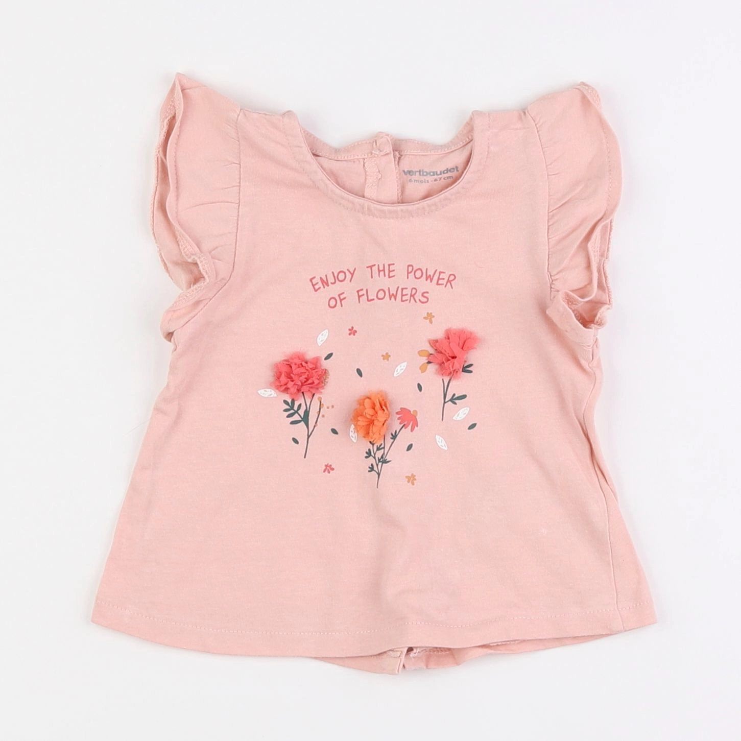 Vertbaudet - tee-shirt rose - 6 mois