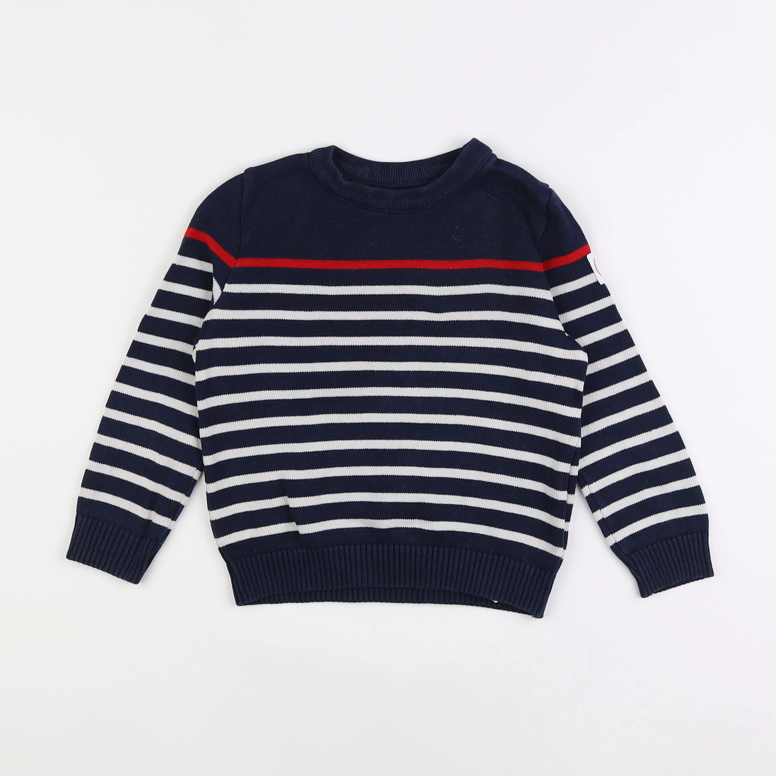 La manufacture de layette - pull bleu, blanc - 4 ans