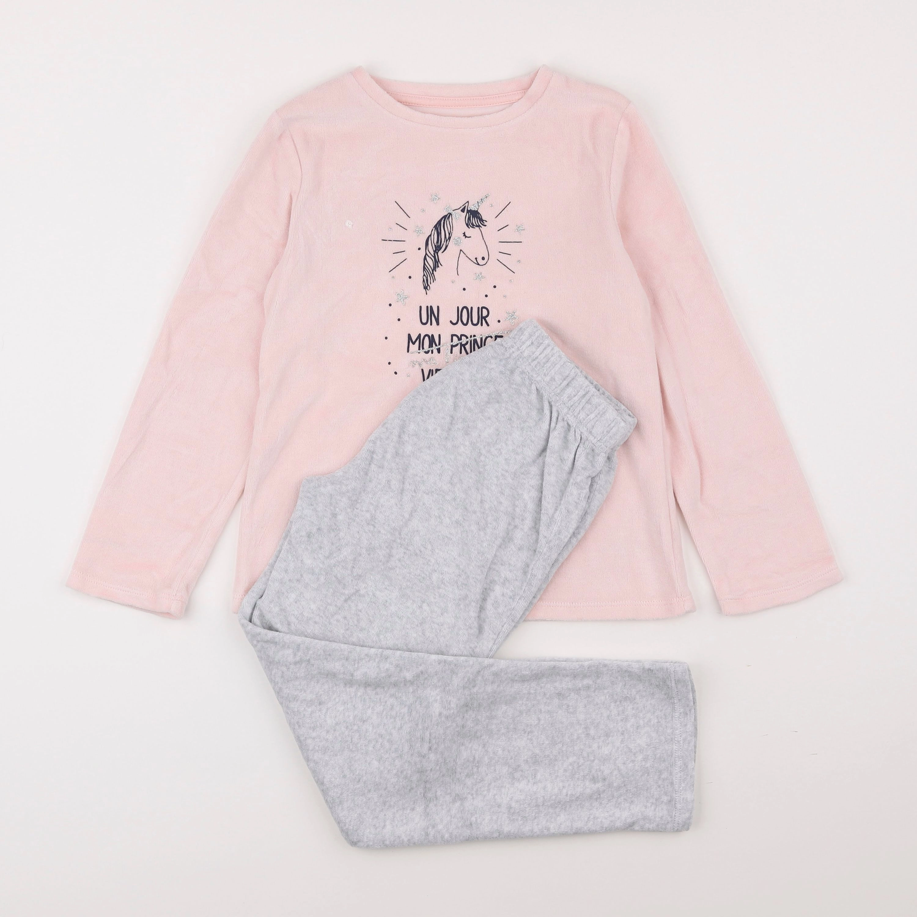 Vertbaudet - pyjama velours rose - 8 ans