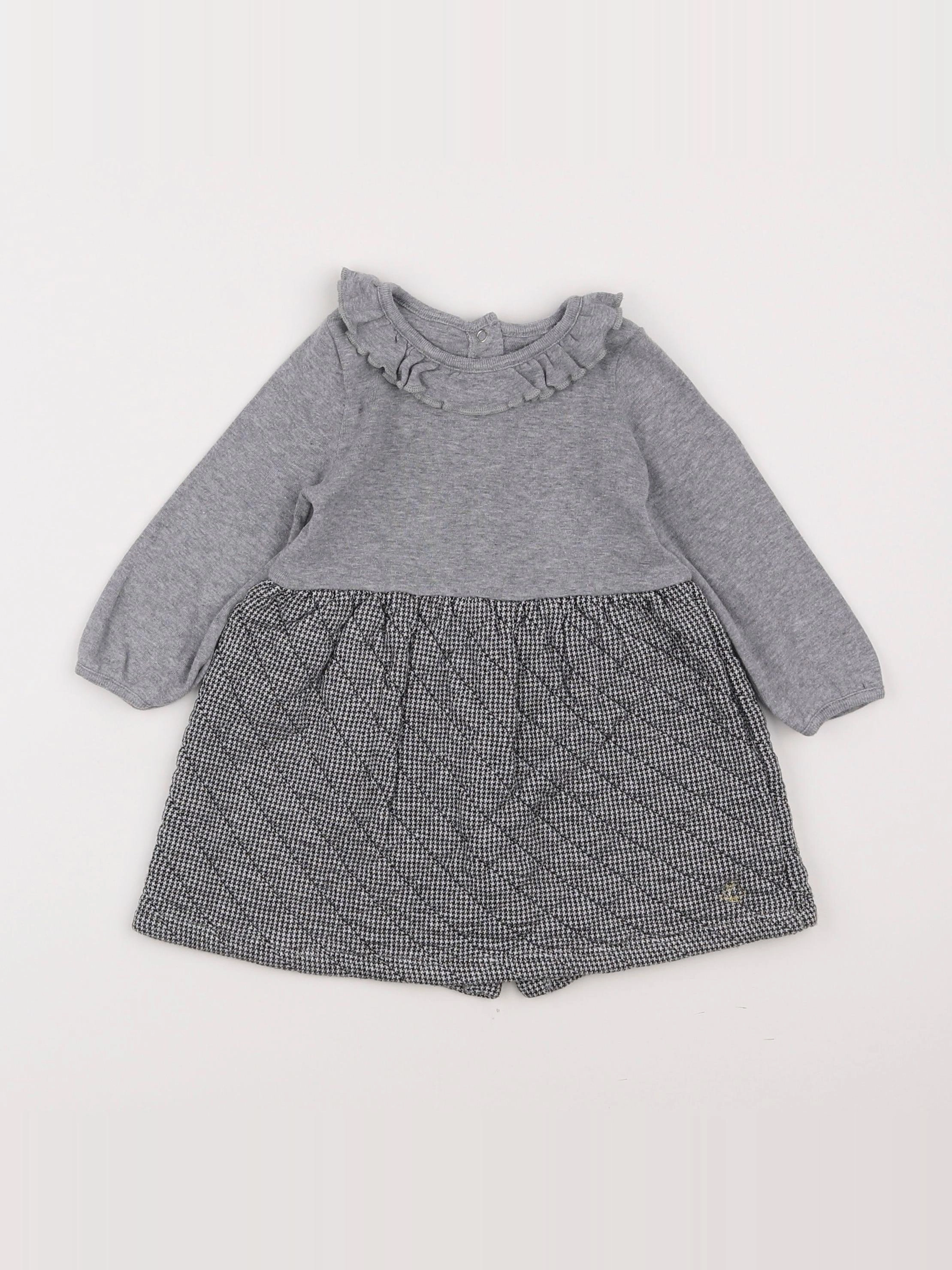 Petit Bateau - robe gris - 12 mois