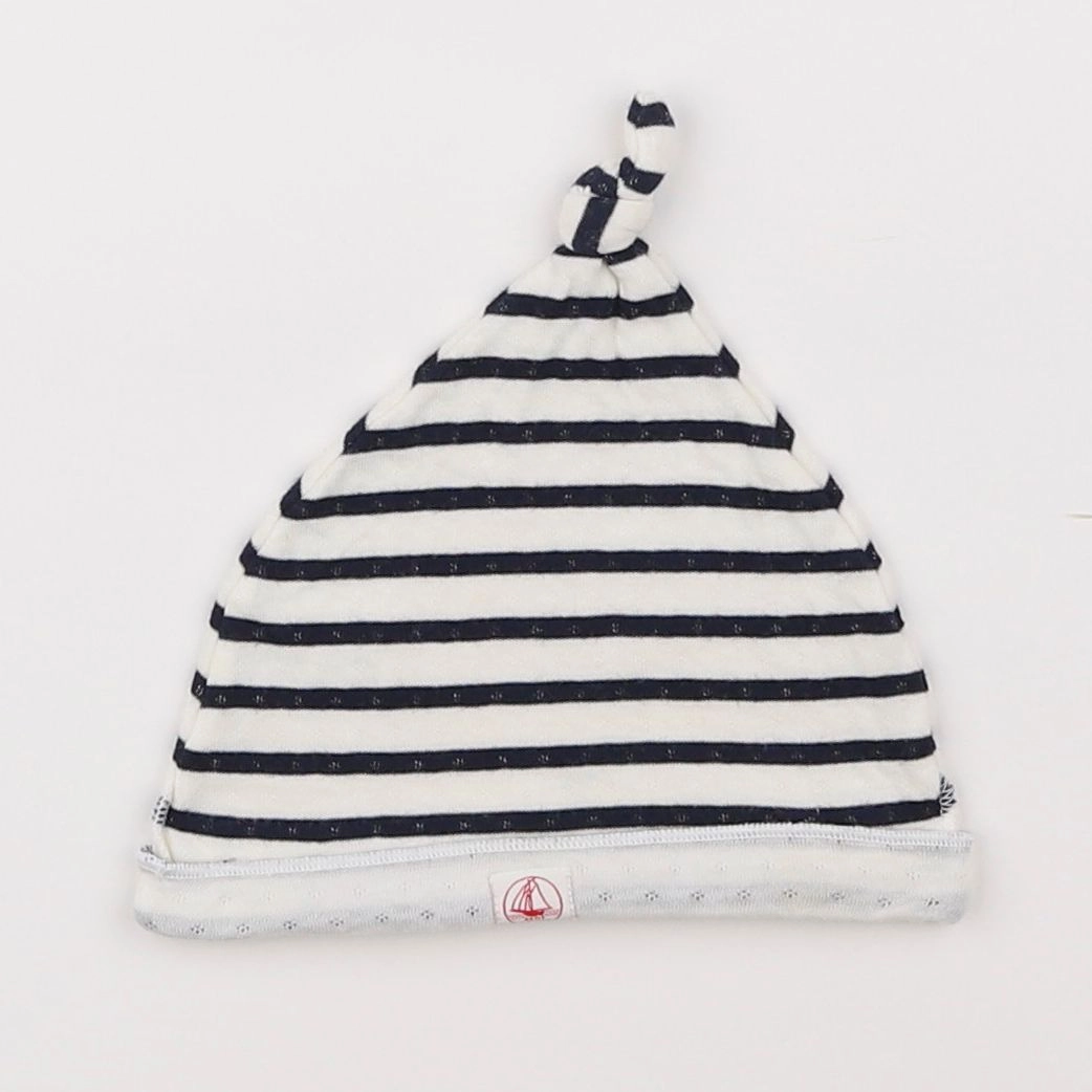 Petit Bateau - bonnet de naissance blanc, noir - 6 mois