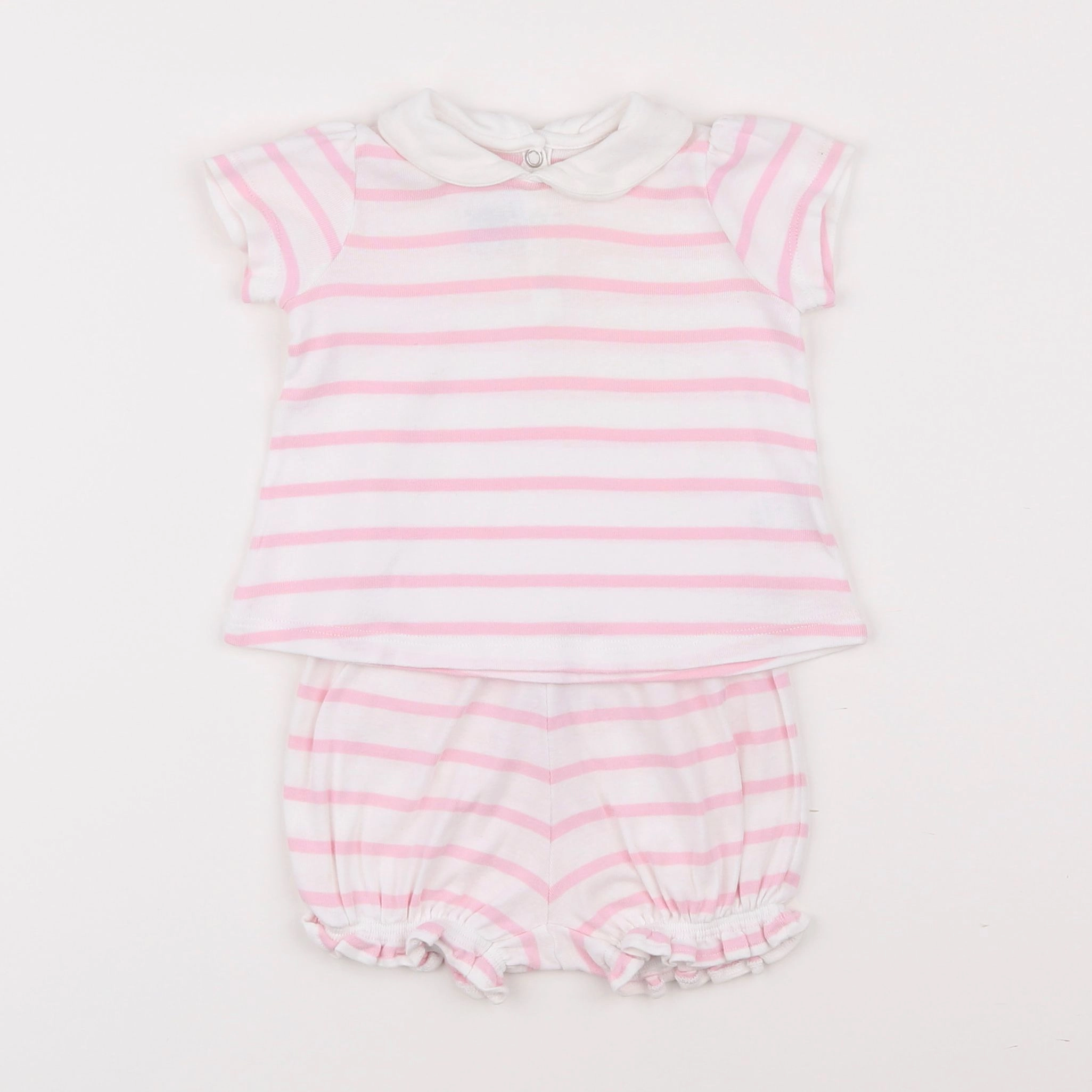 Petit Bateau - ensemble blanc, rose - 6 mois