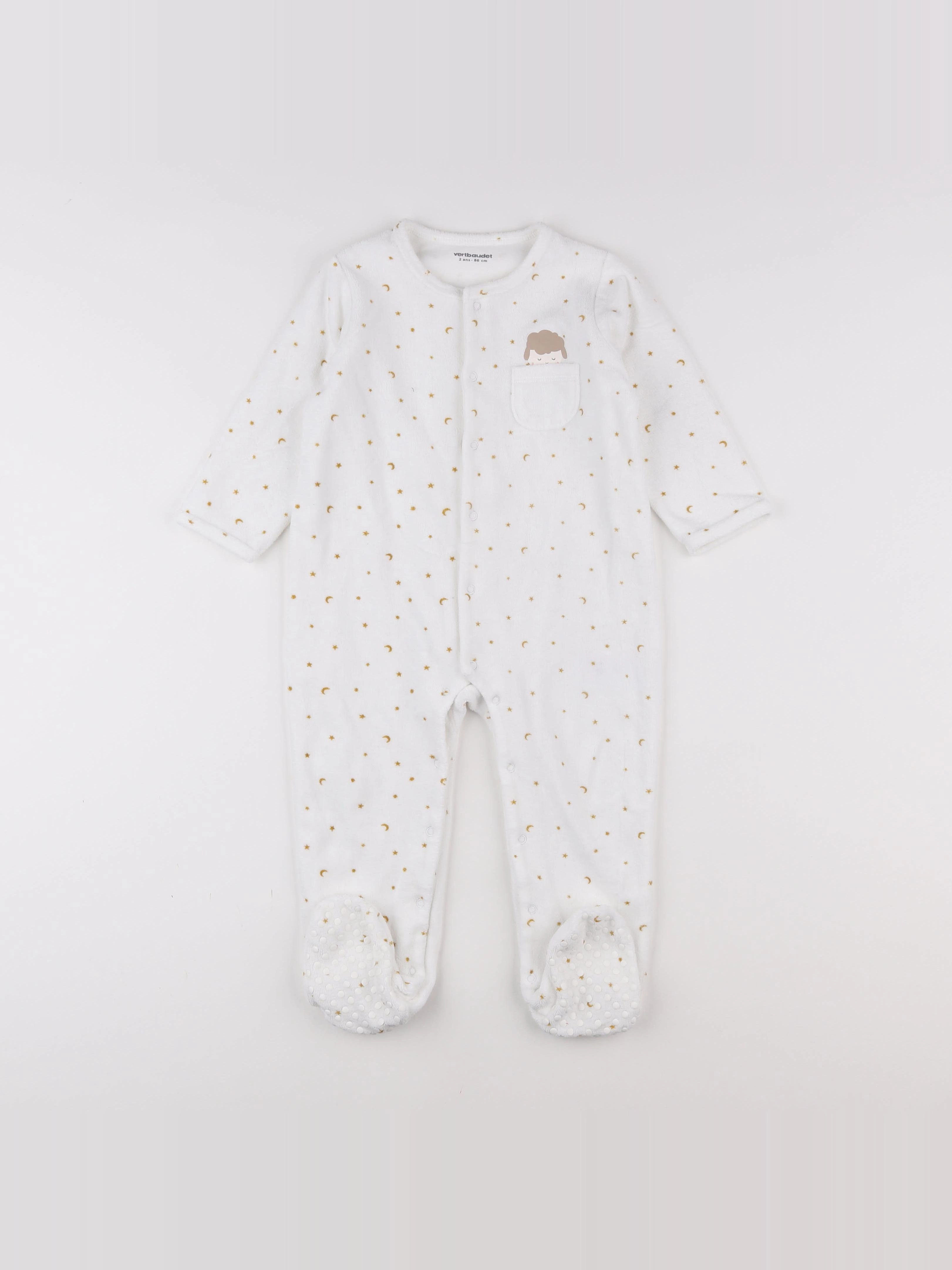 Vertbaudet - pyjama velours blanc - 3 ans