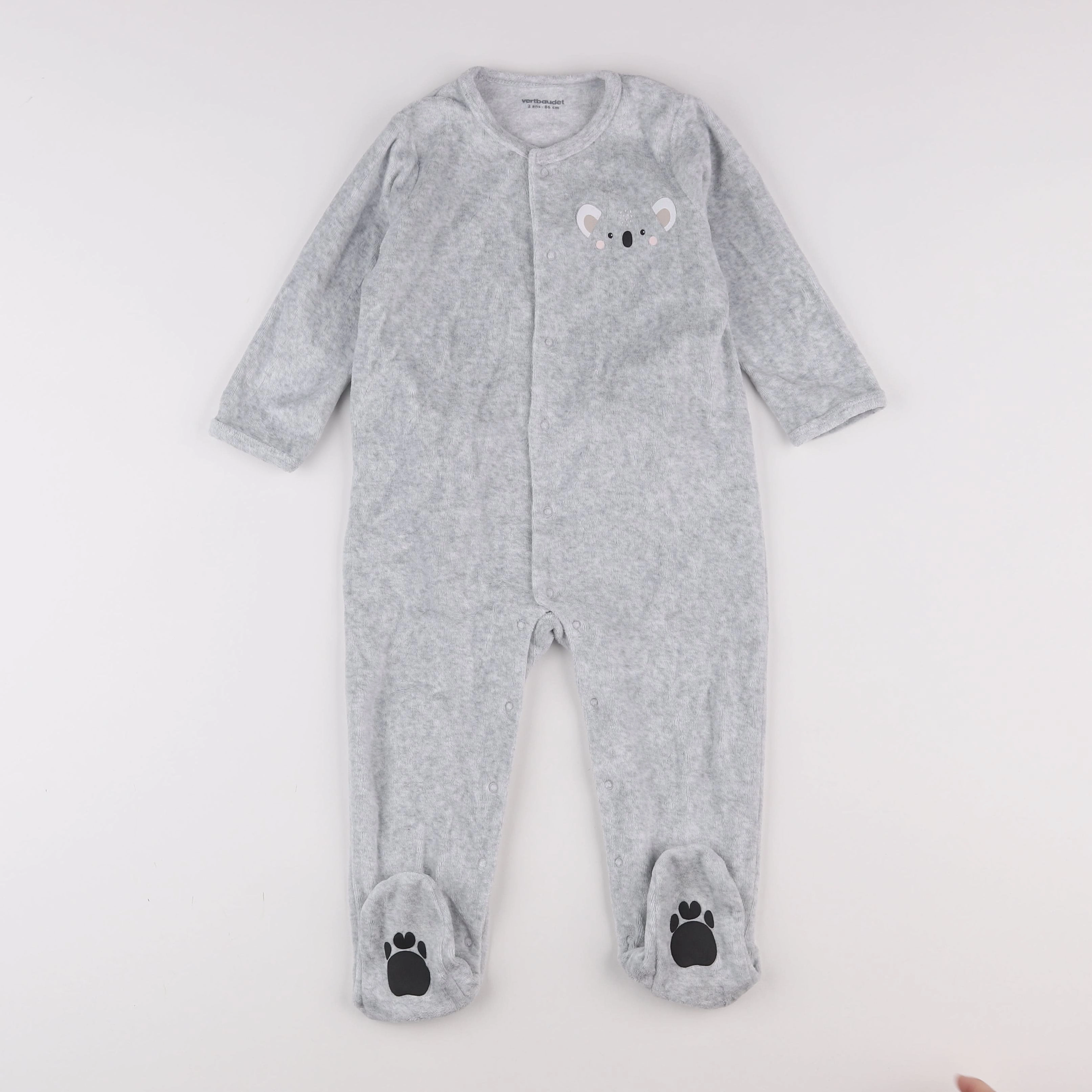 Vertbaudet - pyjama velours gris - 2 ans