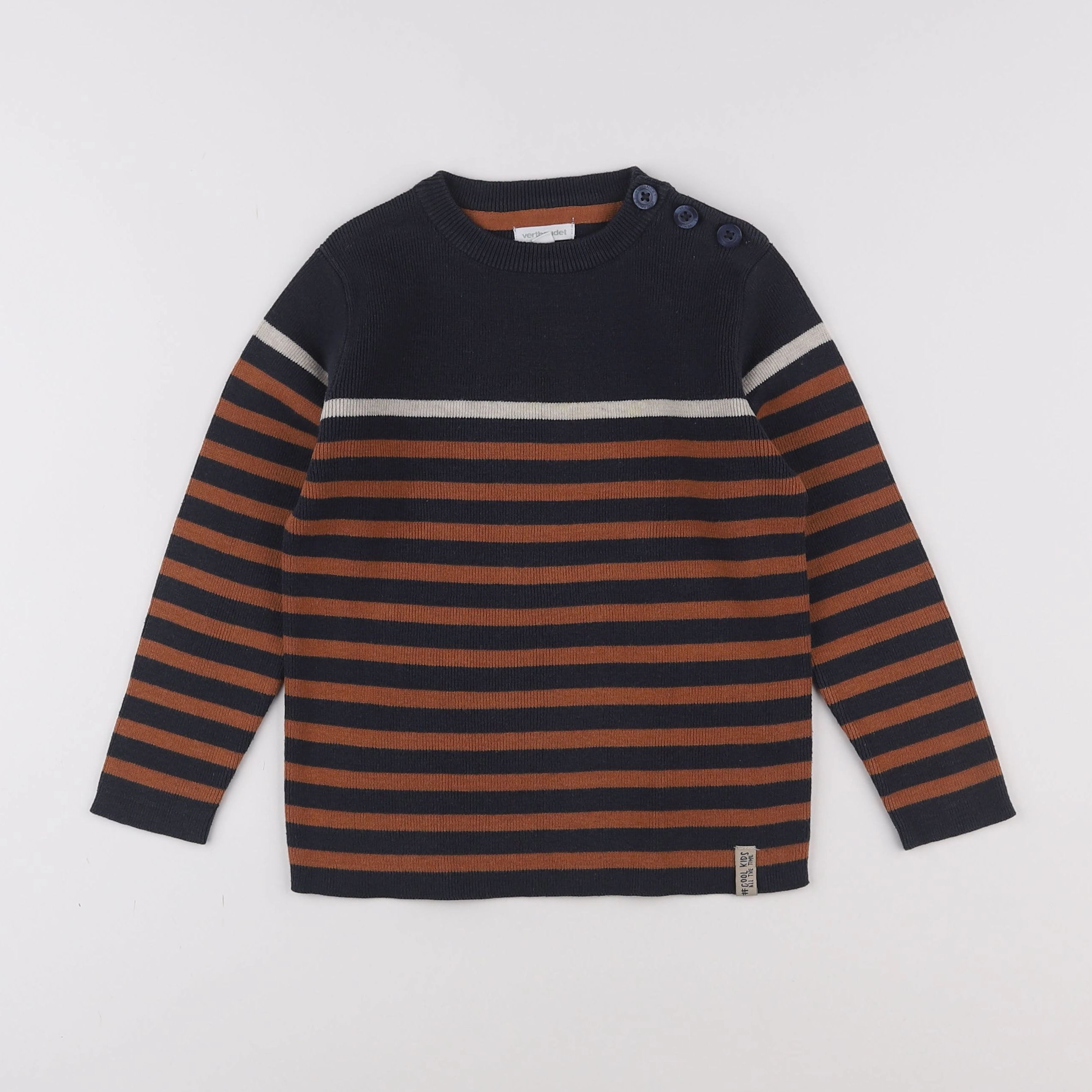 Vertbaudet - pull bleu, marron - 5 ans