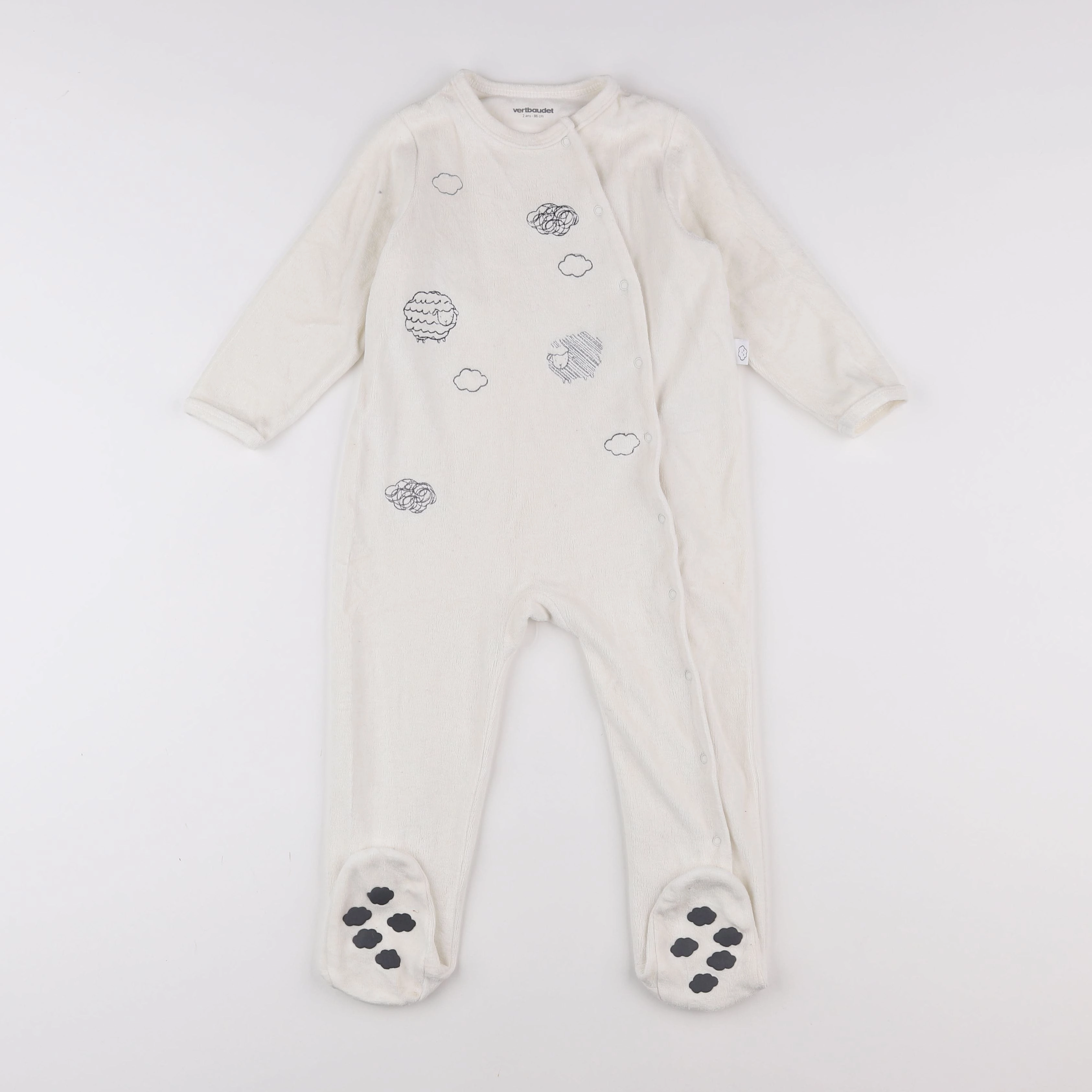 Vertbaudet - pyjama velours blanc - 2 ans