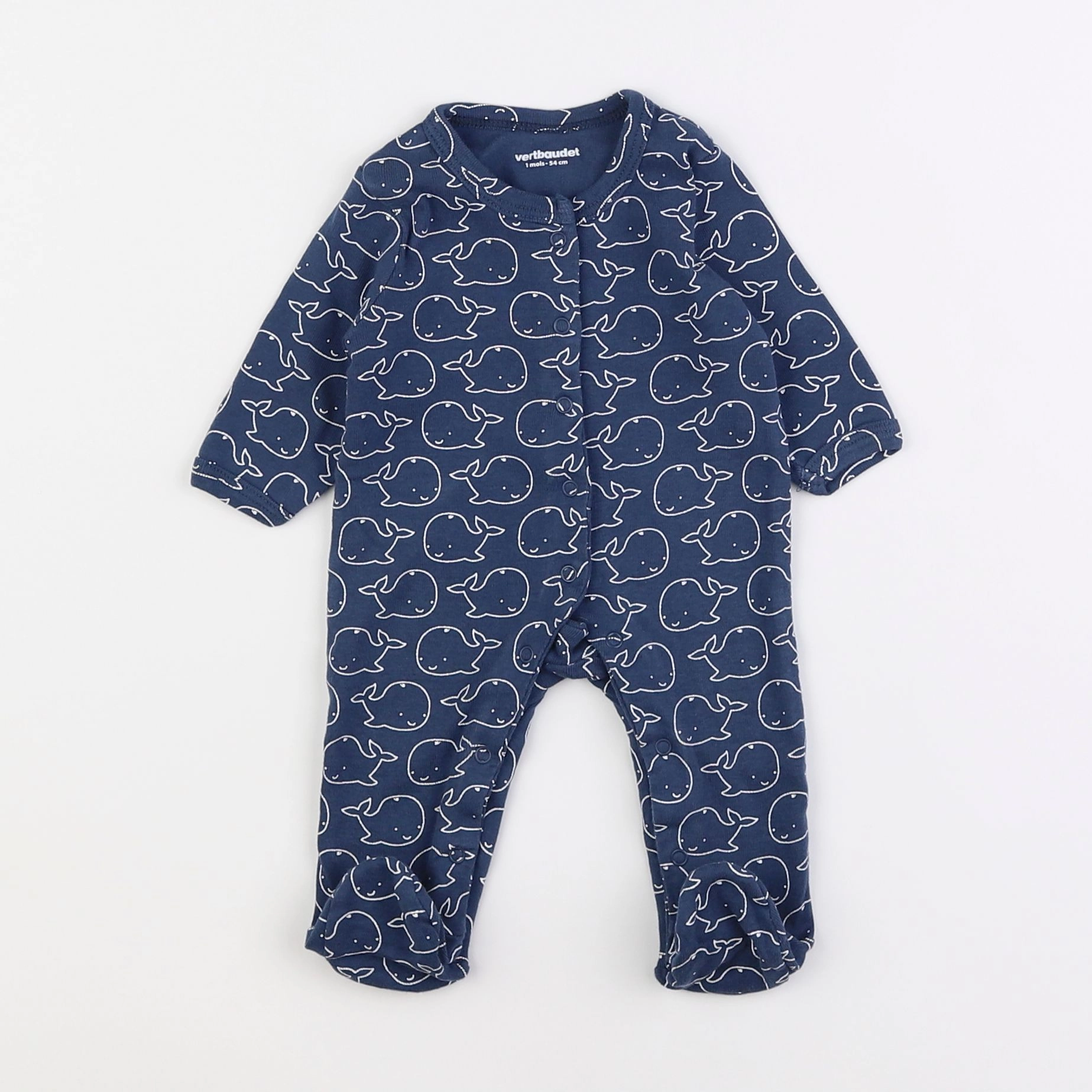 Vertbaudet - pyjama coton bleu - 1 mois